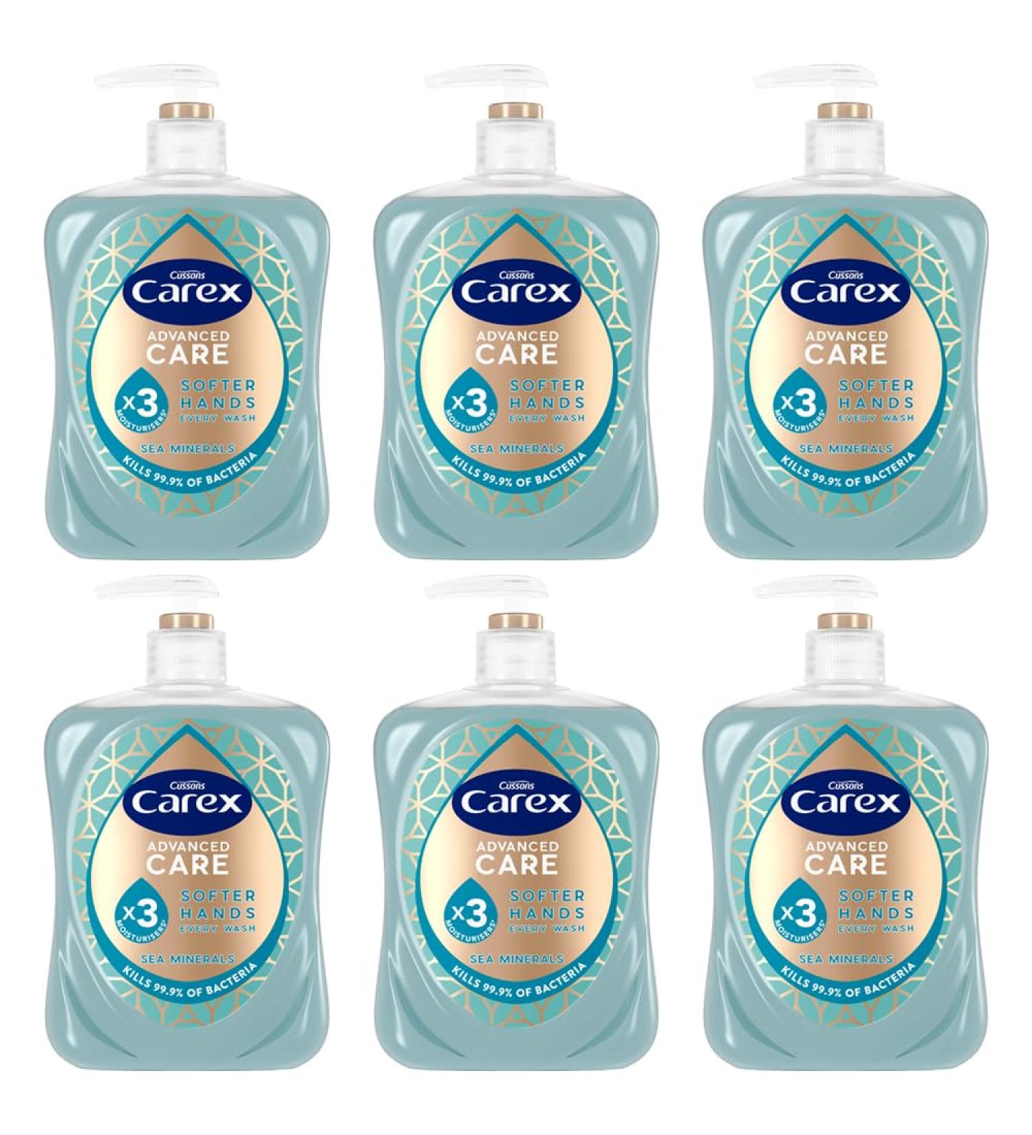 Carex Advanced Care Sea Minerals Antibacterial Hand Wash 3x More Moisturisers Clean & Protect Hands Bulk Buy Pack of 6 x 500 ml - Buy Online on GoSupps.com
