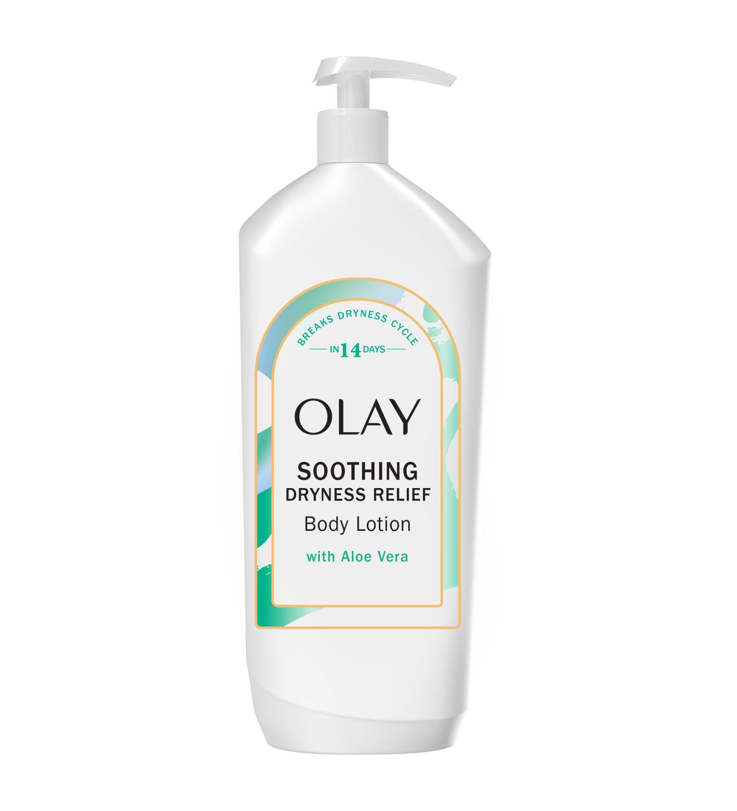 Olay Soothing Dryness Relief Lotion for Women - Hydrating Body Lotion with Vitamin B3 & Aloe Vera | 18 fl oz - Buy Online on GoSupps.com