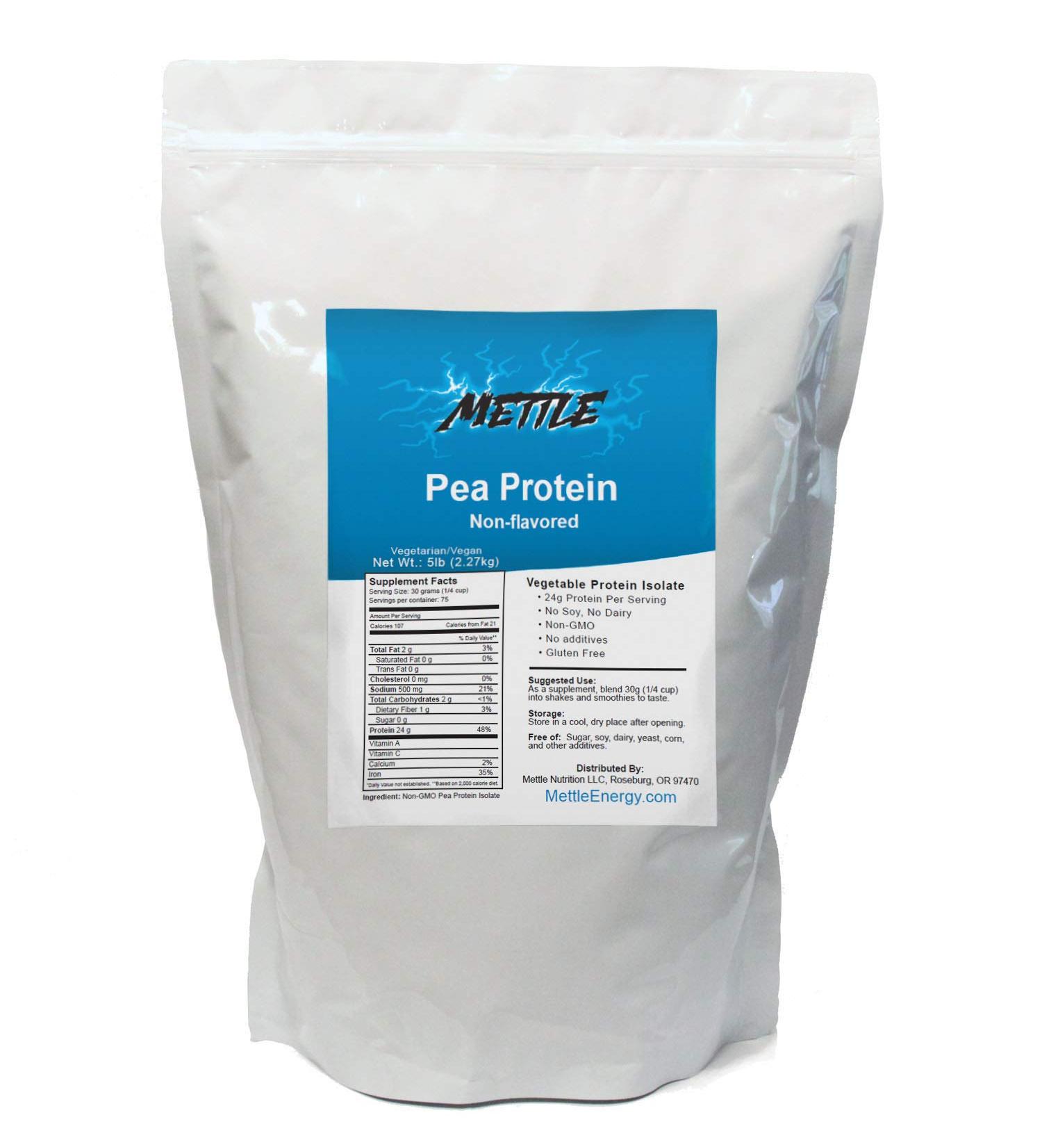 Premium Unflavored Pea Protein Powder - 5lb Bulk Pure Supplement by Mettle - Buy Online on GoSupps.com