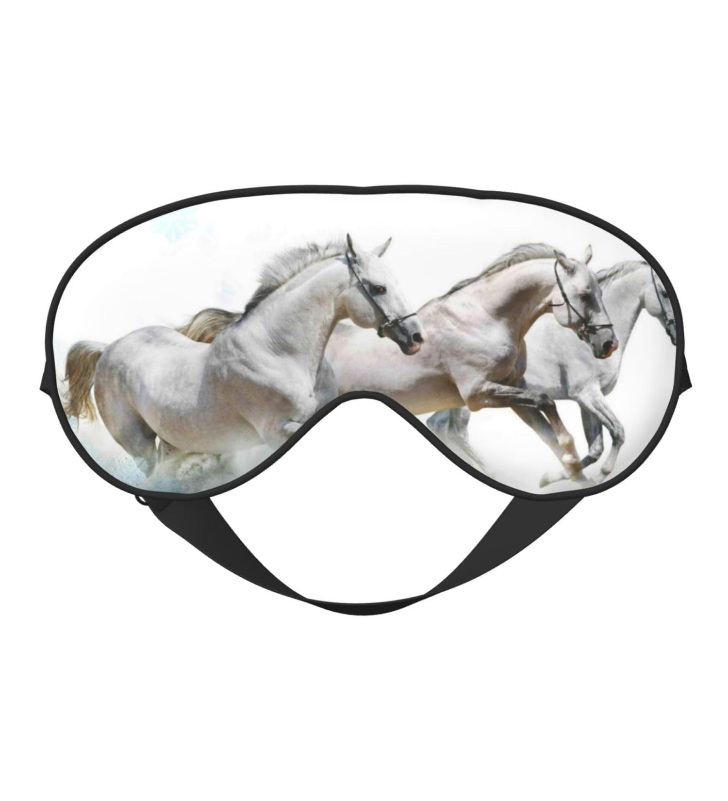 Running White Horses Print Sleep Eye Mask | Soft Travel Eyeshade with Elastic Strap for Ultimate Comfort - Buy Online on GoSupps.com