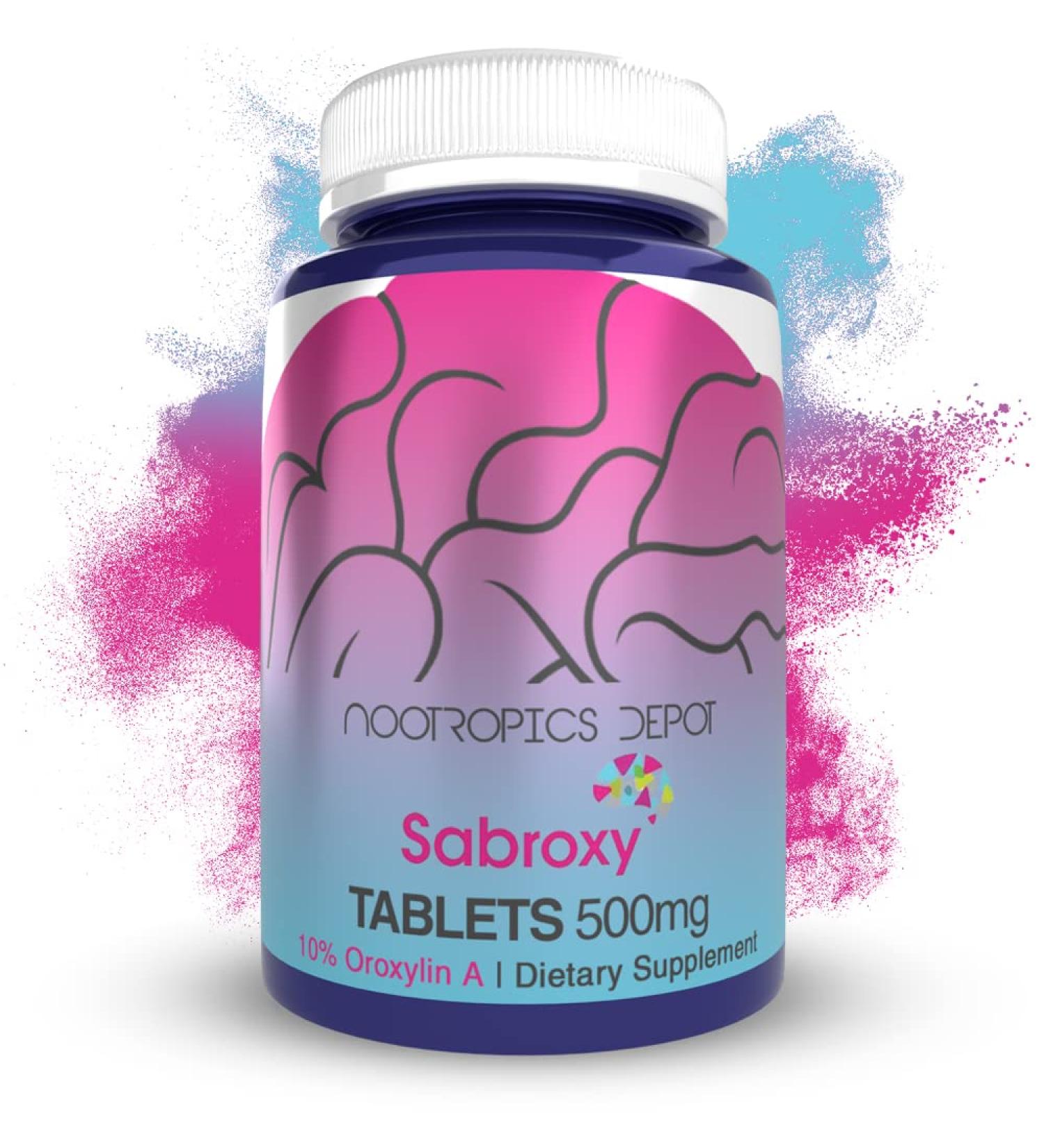 Nootropics Depot Sabroxy Tablets | 500mg | 30 Count | 10% Oroxylin-A | Oroxylum Indicum | Enhance Focus & Motivation | Boost Cognitive Function - Buy Online on GoSupps.com