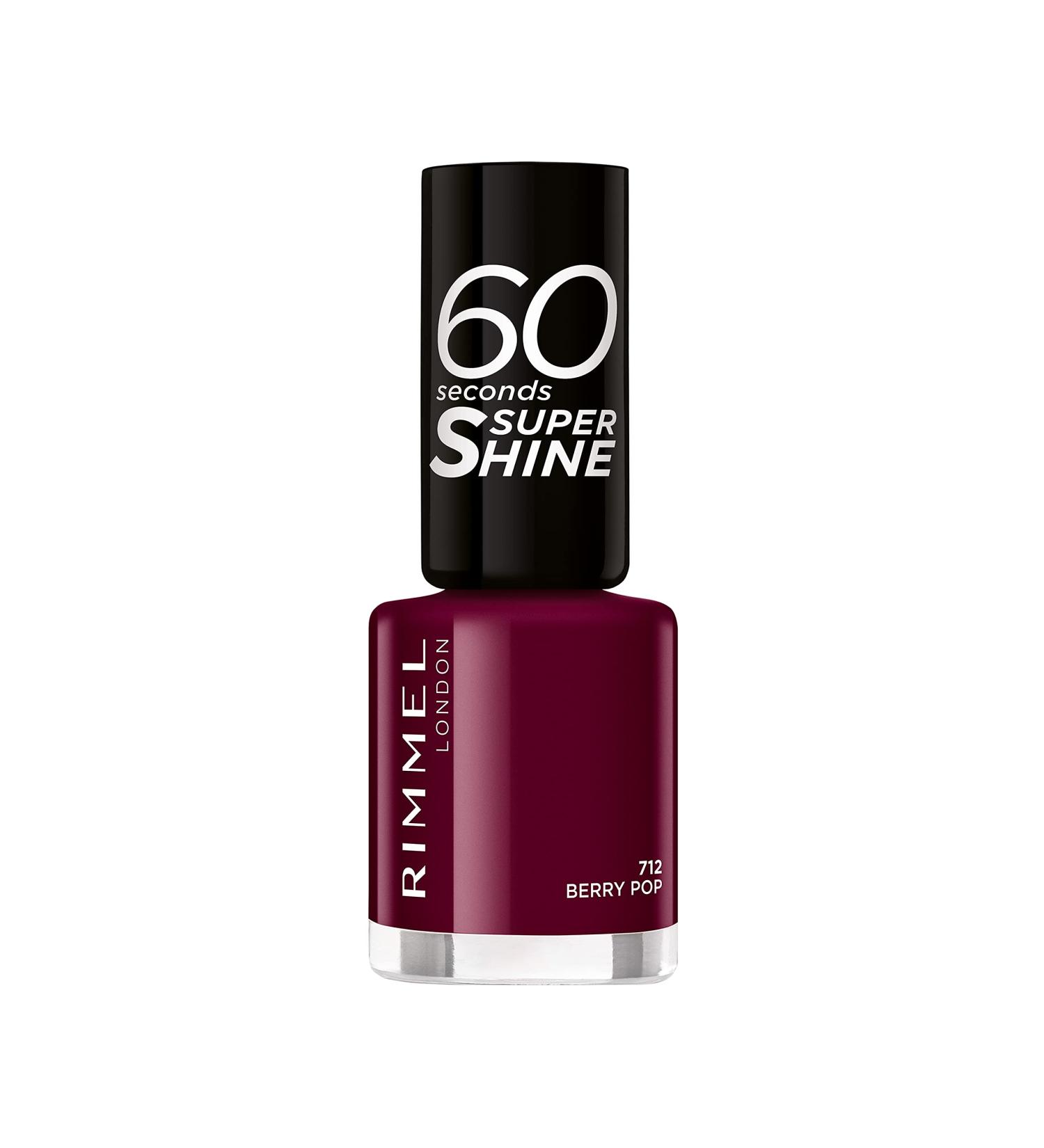 Rimmel 60 Seconds Super Shine Colour Block Nail Polish - Ultra Shine and Long Lasting - Quick Drying 712 Berry Pop 8 ml (Pack of 1) - Buy Online on GoSupps.com