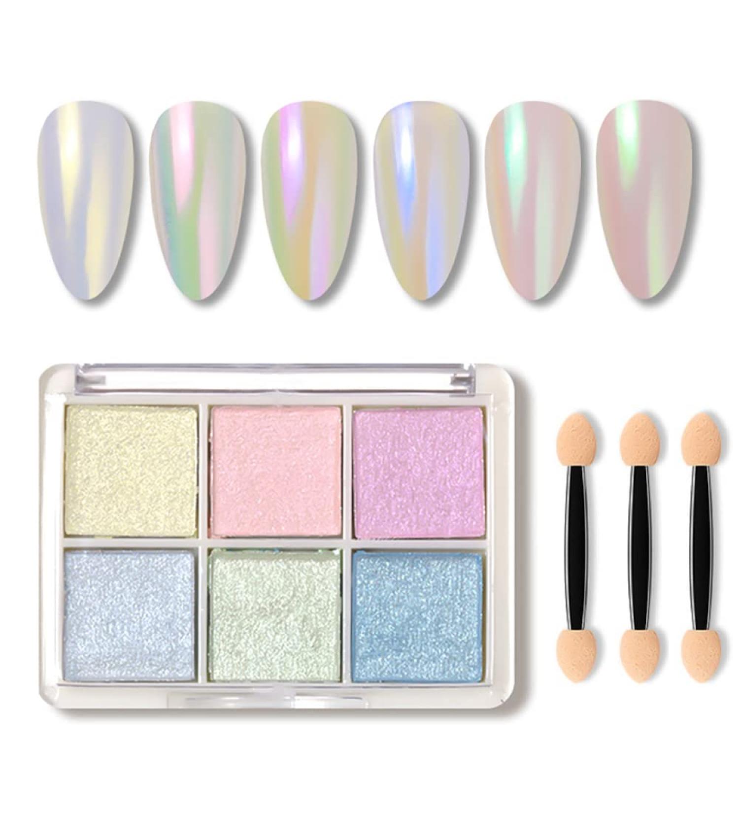 6 Colors Chrome Neon Nail Glitter Powder Set for DIY Nail Art Decoration - 6.8x5x1.2CM 001 - Buy Online on GoSupps.com
