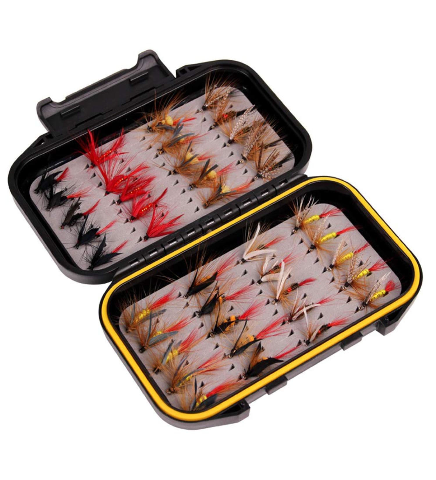 Premium Flying Fishing Accessories - Professional Dry Flies & Bait Set for Pike Perch Bass & Salmon - Waterproof Storage Box Included - Buy Online on GoSupps.com