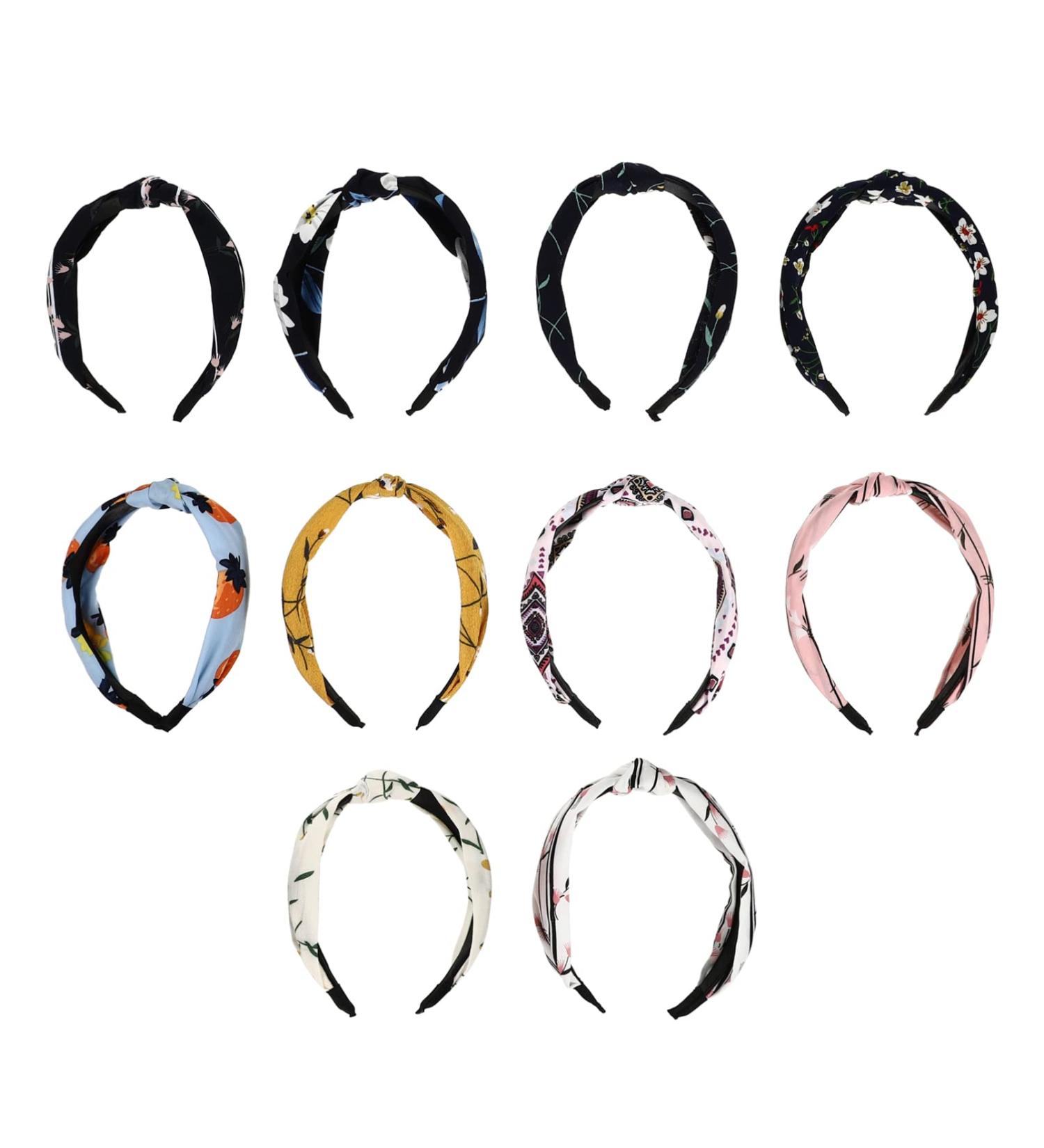 Solustre 10 Pack Floral Hair Bands for Toddlers & Women - Fabric Knot Headbands Trendy Accessories - Buy Online on GoSupps.com