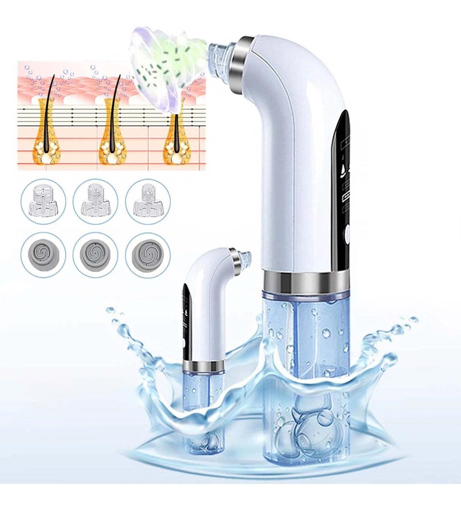 scosao Blackhead Remover Pore Vacuum Electric Cleaner Blackhead Rechargeable Acne Extractor Suction Tool for Facial Women & Men with LED Display 3 Suction Power & 6 Probes  - Buy Online on GoSupps.com