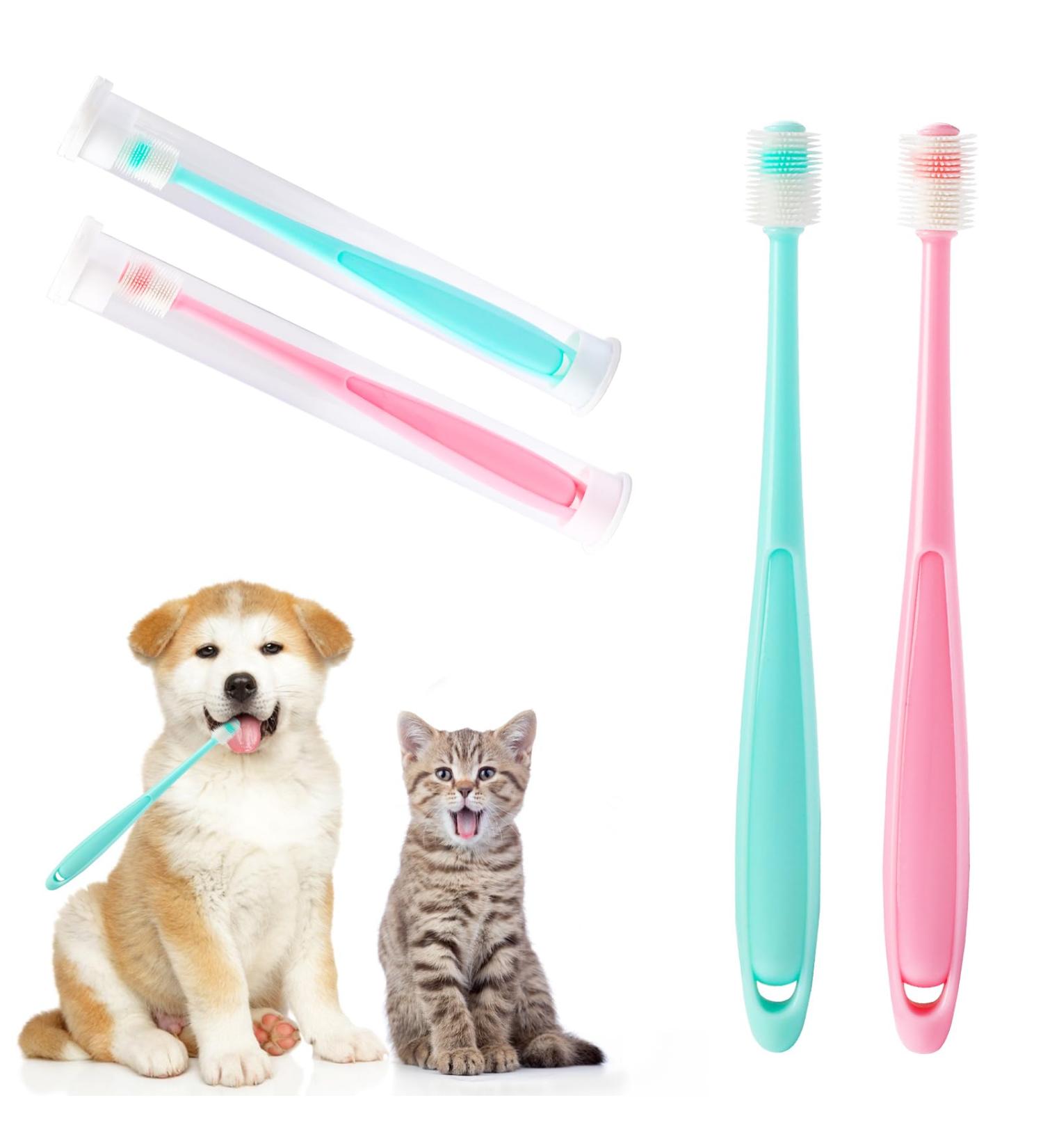 2-Piece Small Dog Toothbrush Set | 360-Degree Soft Silicone Pet Dental Care for Dogs & Cats - Effective Oral Hygiene & Deep Clean - Buy Online on GoSupps.com
