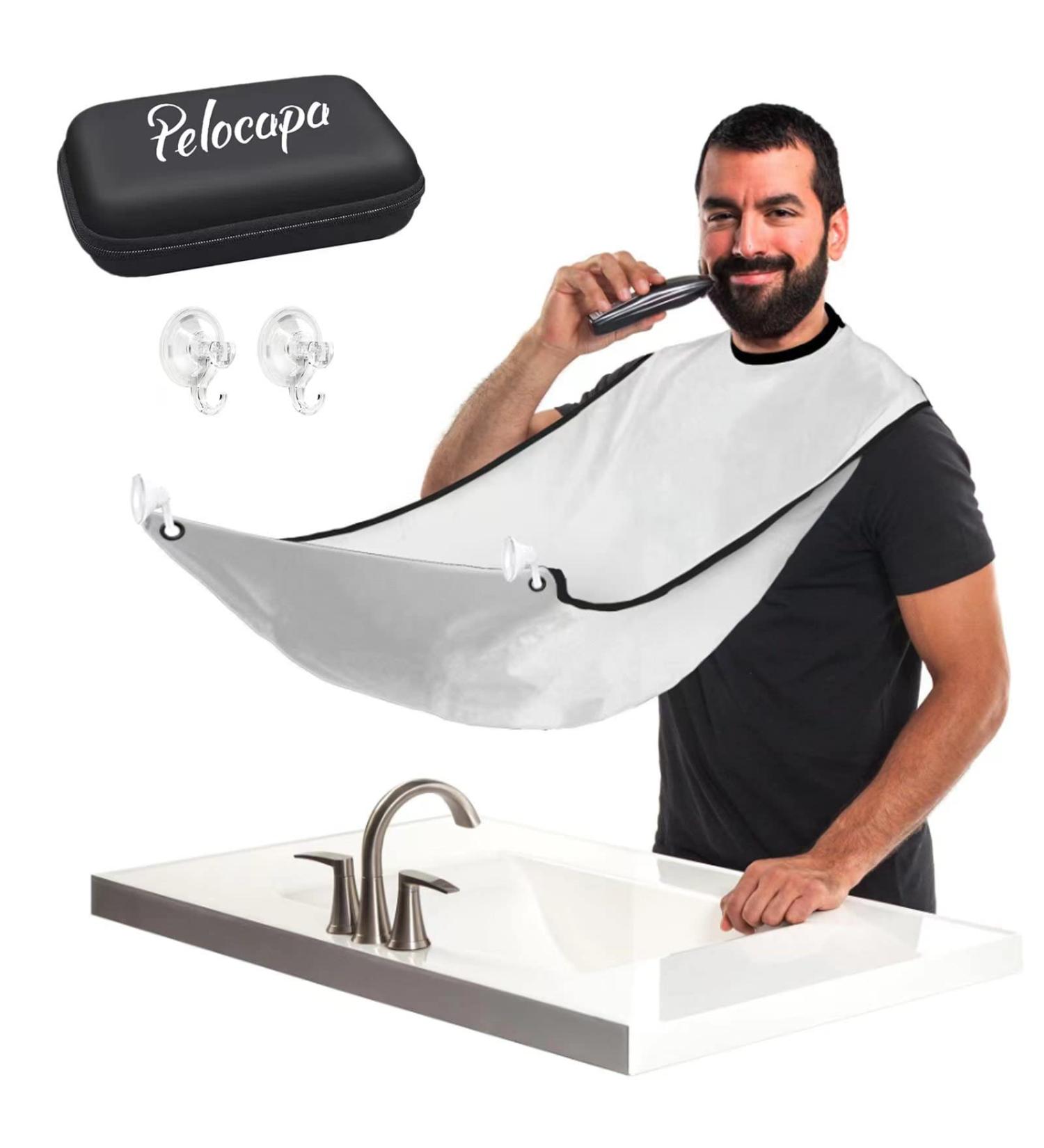 Beard Grooming Bib for Men - Non-stick Beard Shaving Catcher with Suction Cups & Storage Bag - Perfect for Easy Trimming & Styling - Buy Online on GoSupps.com