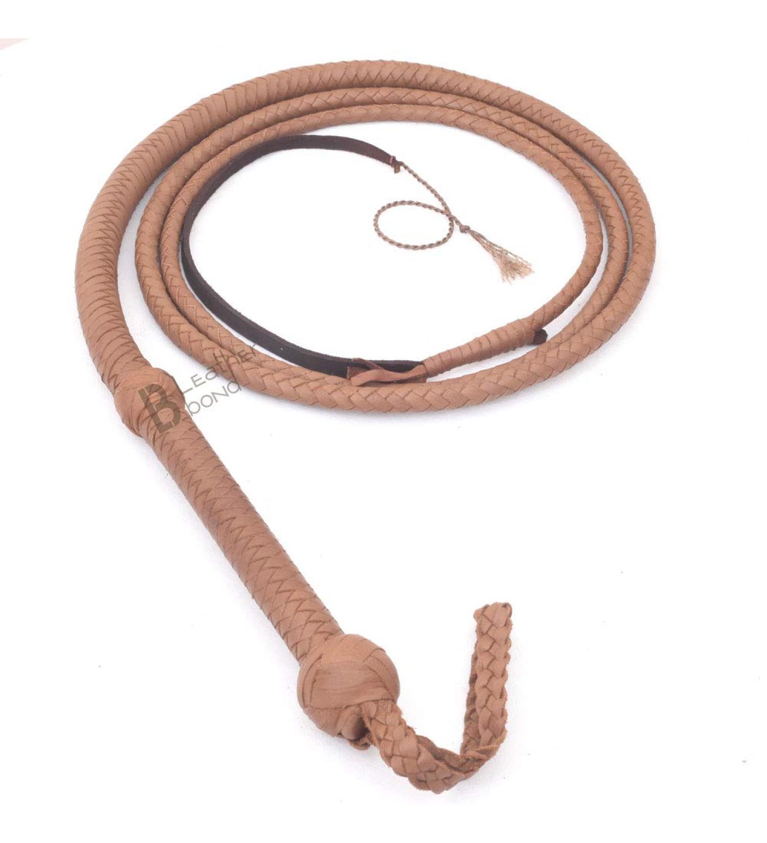 LB'S WHIP Indiana Jones Style 4ft 8 Plait Natural Tan Brown Cowhide Leather Bullwhip - Buy Online on GoSupps.com