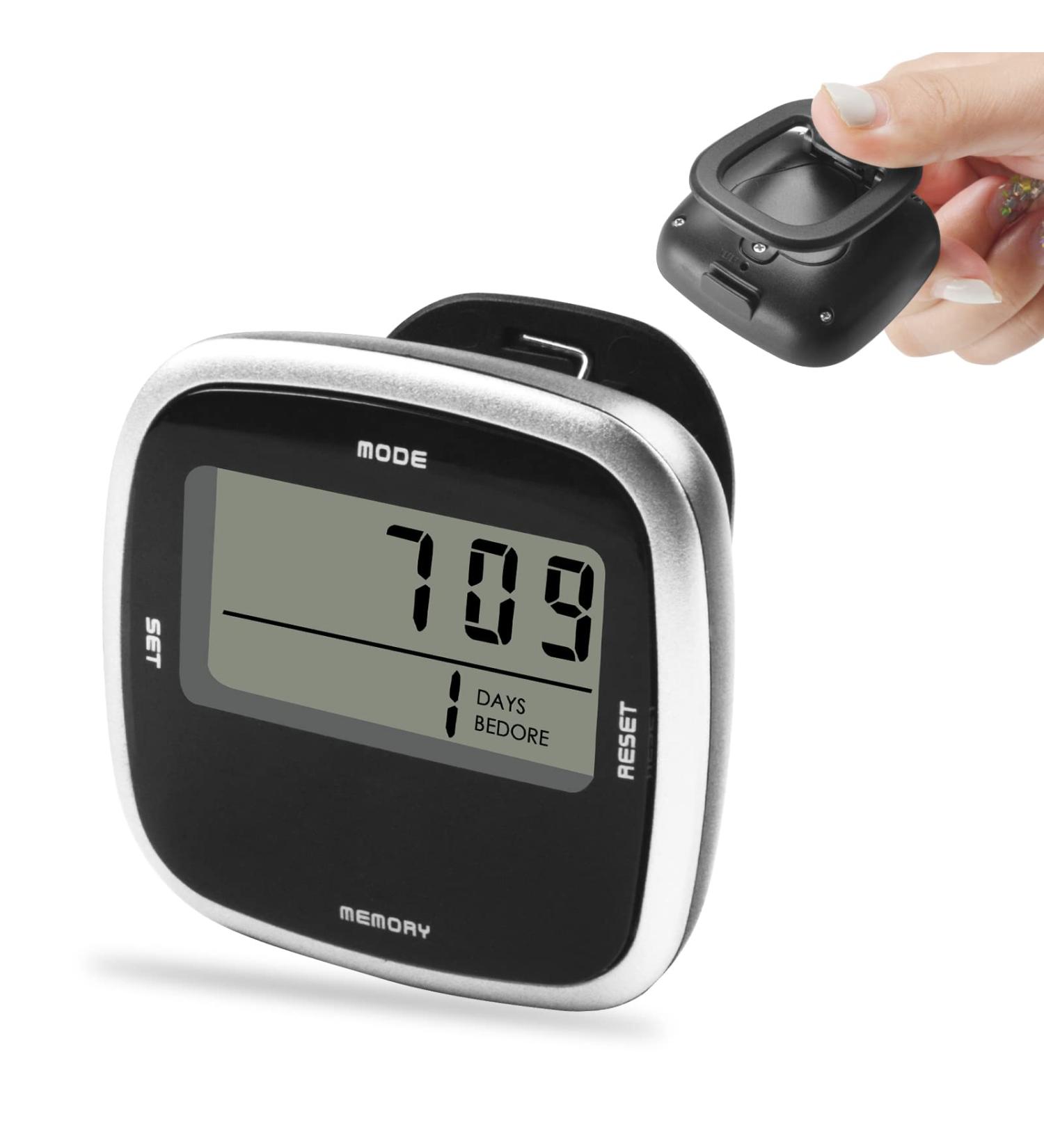 Pedometer for Walking Steps and Miles | Clip-On Step Counter for Women, Men, Seniors, Kids | Removable Tracker | Black - Buy Online on GoSupps.com