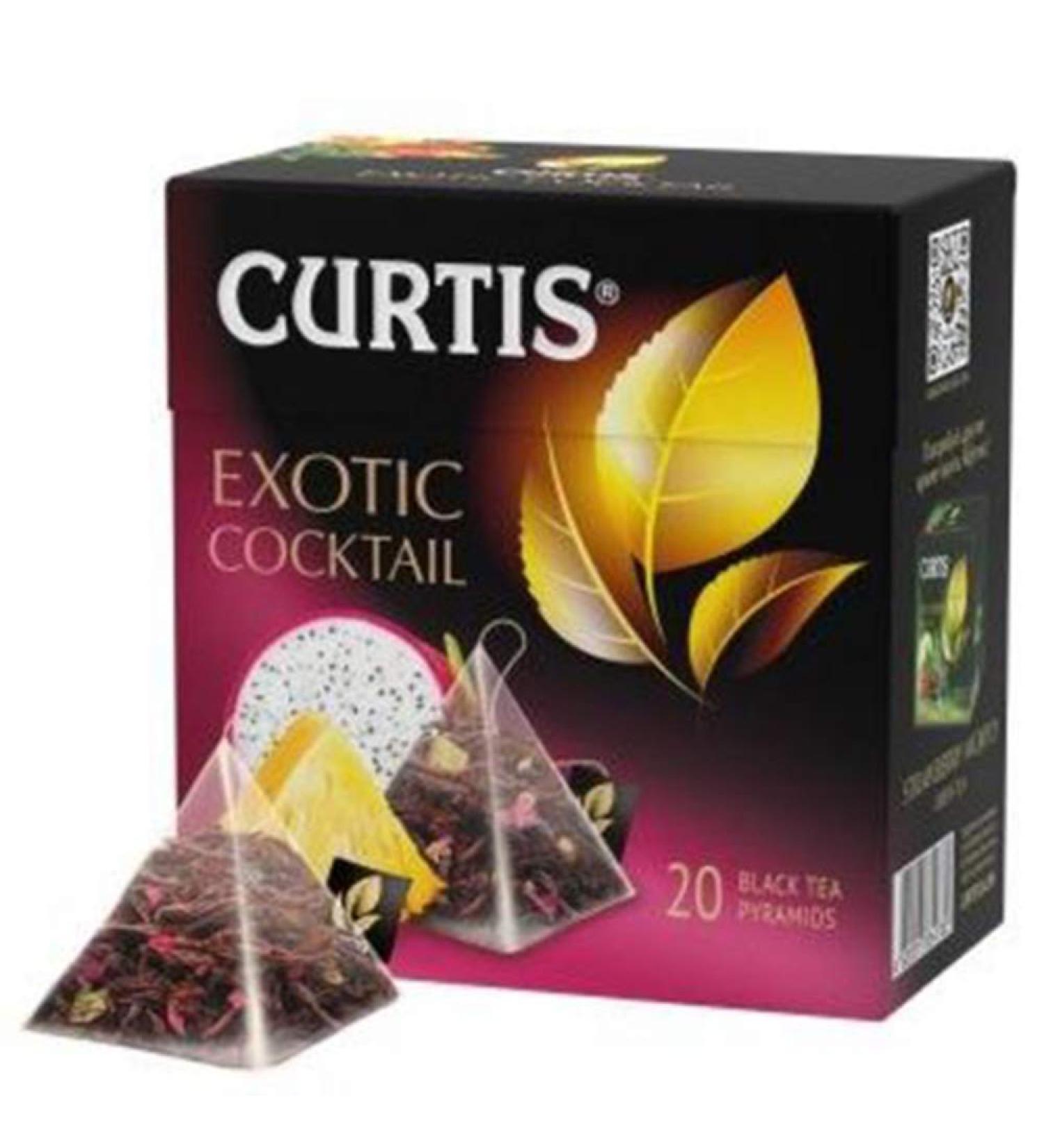 CURTIS TEA COCKTAIL EXOTIQUE TH NOIR DE CEYLAN M LANG DES AR MES DE FRUITS TROPICAUX ET DE FRAMBOISE 20 PYRAMIDES INDIVIDUELLES EN MAILLE