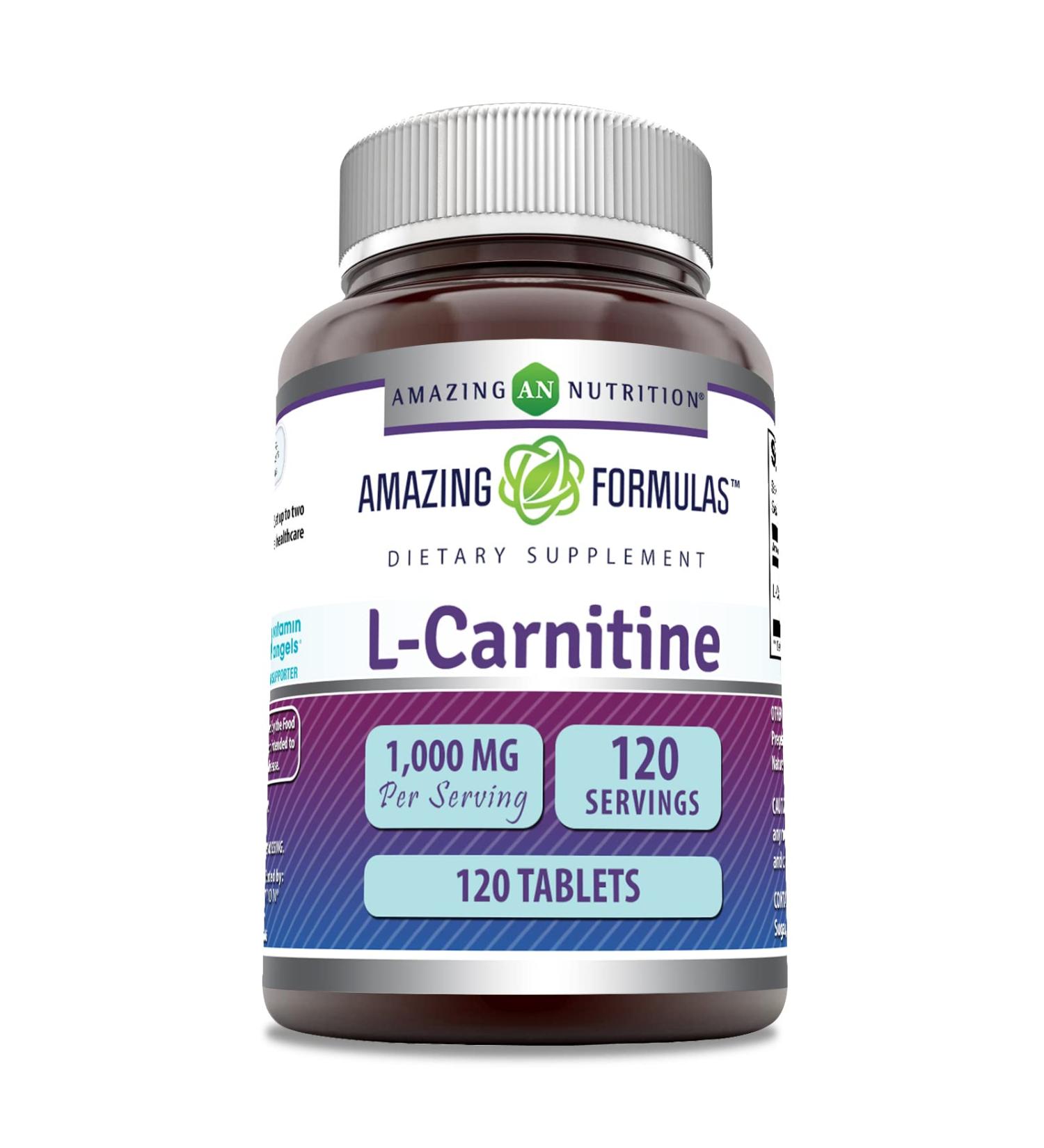 Amazing Formulas L-Carnitine 1000mg Supplement - 120 Tablets Non-GMO Gluten Free Made in USA - Boost Energy & Support Fat Loss - Buy Online on GoSupps.com