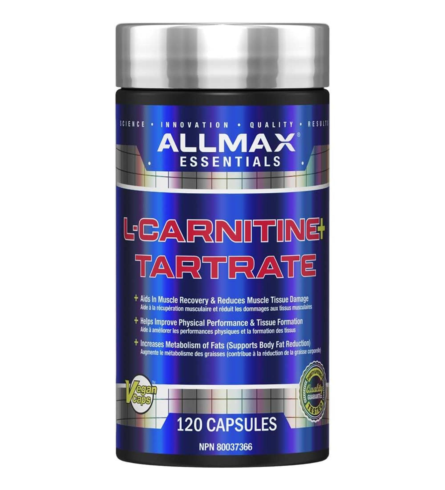 ALLMAX Nutrition - L-Carnitine + tartrate + vitamin B5-120 count capsules - Buy Online on GoSupps.com
