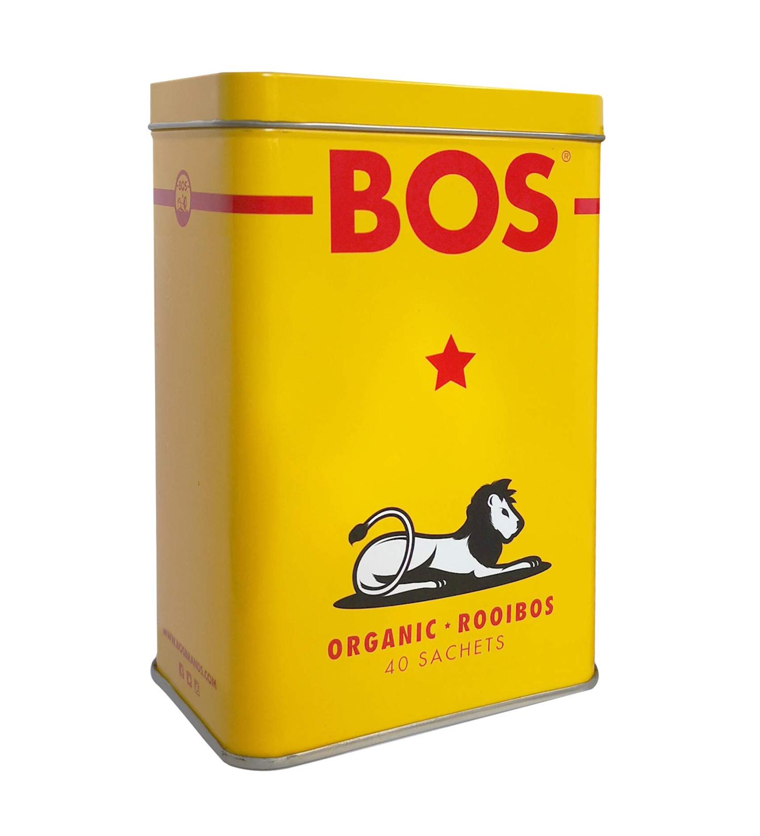 BOS Organic Rooibos Red Tea 40 Tea Bags | USDA Organic & Caffeine-Free | Rainforest Alliance Certified | Herbal Tagless Teabags | Collectible Tin - Buy Online on GoSupps.com