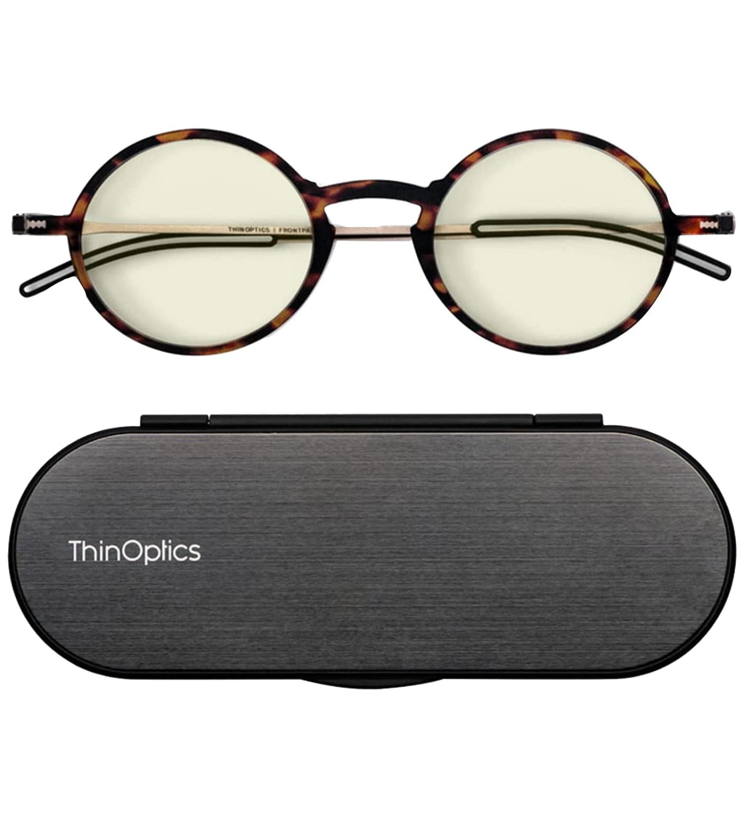 ThinOptics Manhattan Blue Light Blocking Glasses | Round Tortoise | 44mm Reading Specs - Buy Online on GoSupps.com
