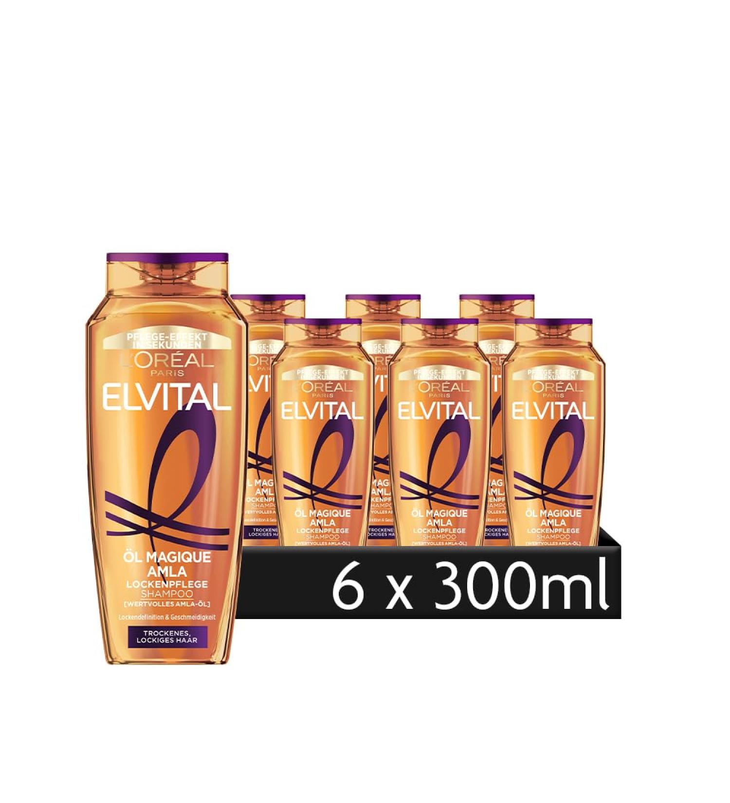 L'Oreal Paris L'Or al Paris Elvital Shampoo for Curly Hair with rich Amla oil for defined and vibrant curls. Magic Amla Oil 6 x 300 ml