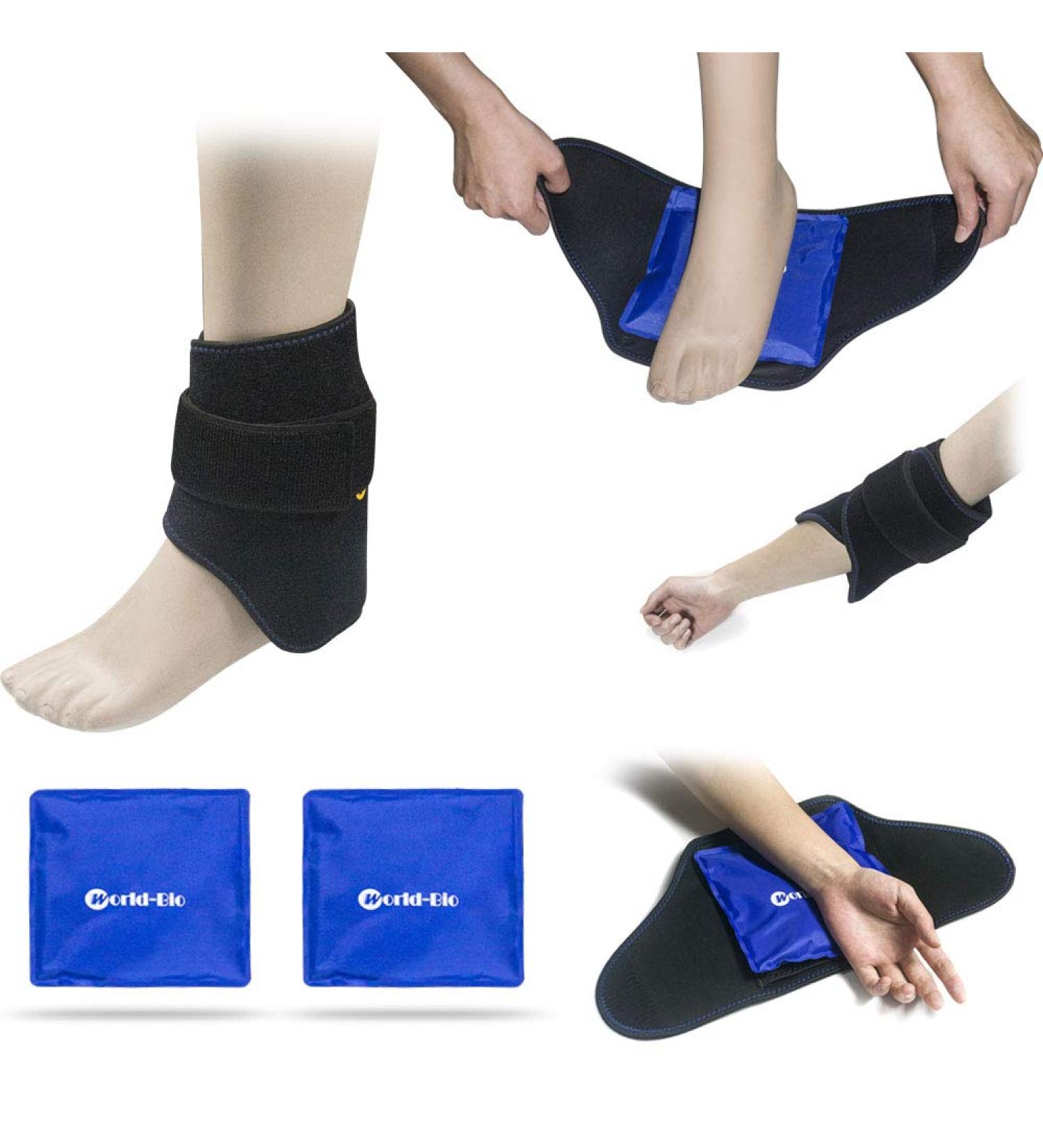 Foot Ice Pack Wrap for Plantar Fasciitis & Achilles Tendonitis - Hot Cold Therapy for Pain Relief & Swelling - 2 Gel Packs - Buy Online on GoSupps.com