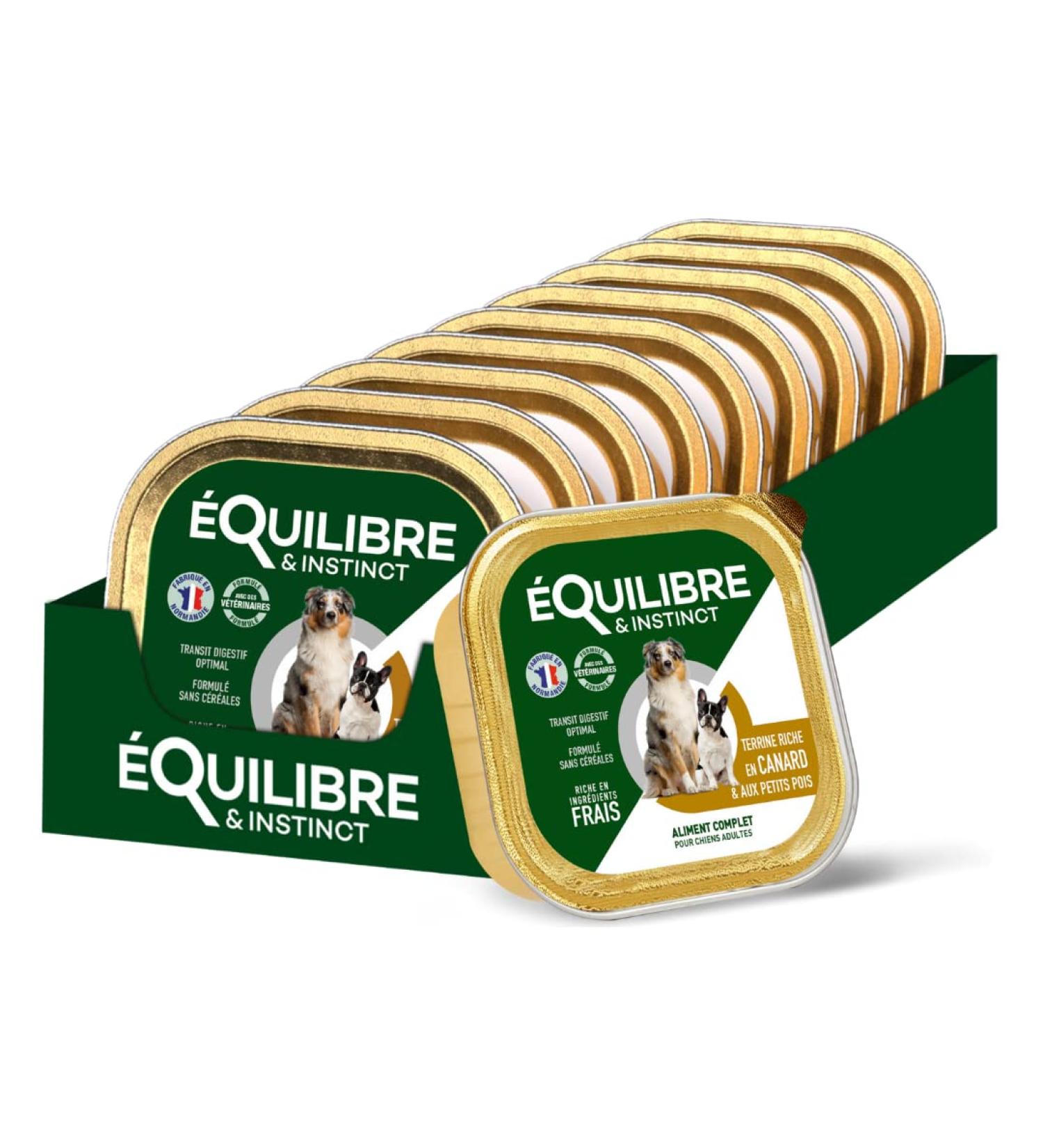 EQUILIBRE & INSTINCT - Adult Dog - Duck Wet Food Pate - Optimal Digestive Transit - Complete Recipe Formulated with Veterinarians - 9x300g - Made in France - Buy Online on GoSupps.com
