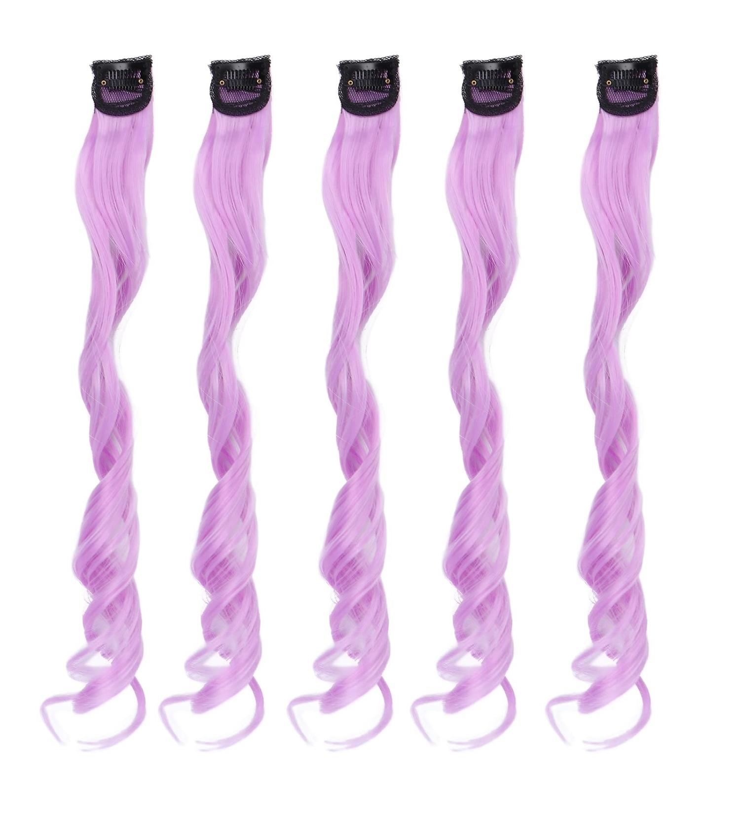 Clip Hair Curly Wig Colorful Hair Extension for Women for Prom Party (Purple) - Buy Online on GoSupps.com