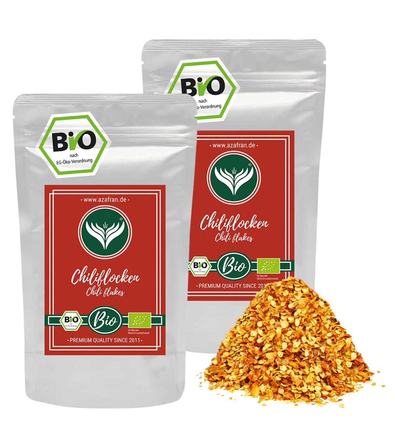 Buy Azafran ORGANIC Chili Crushed - Hot Chili Flakes 500g | Premium Quality for Global Shipping - Buy Online on GoSupps.com