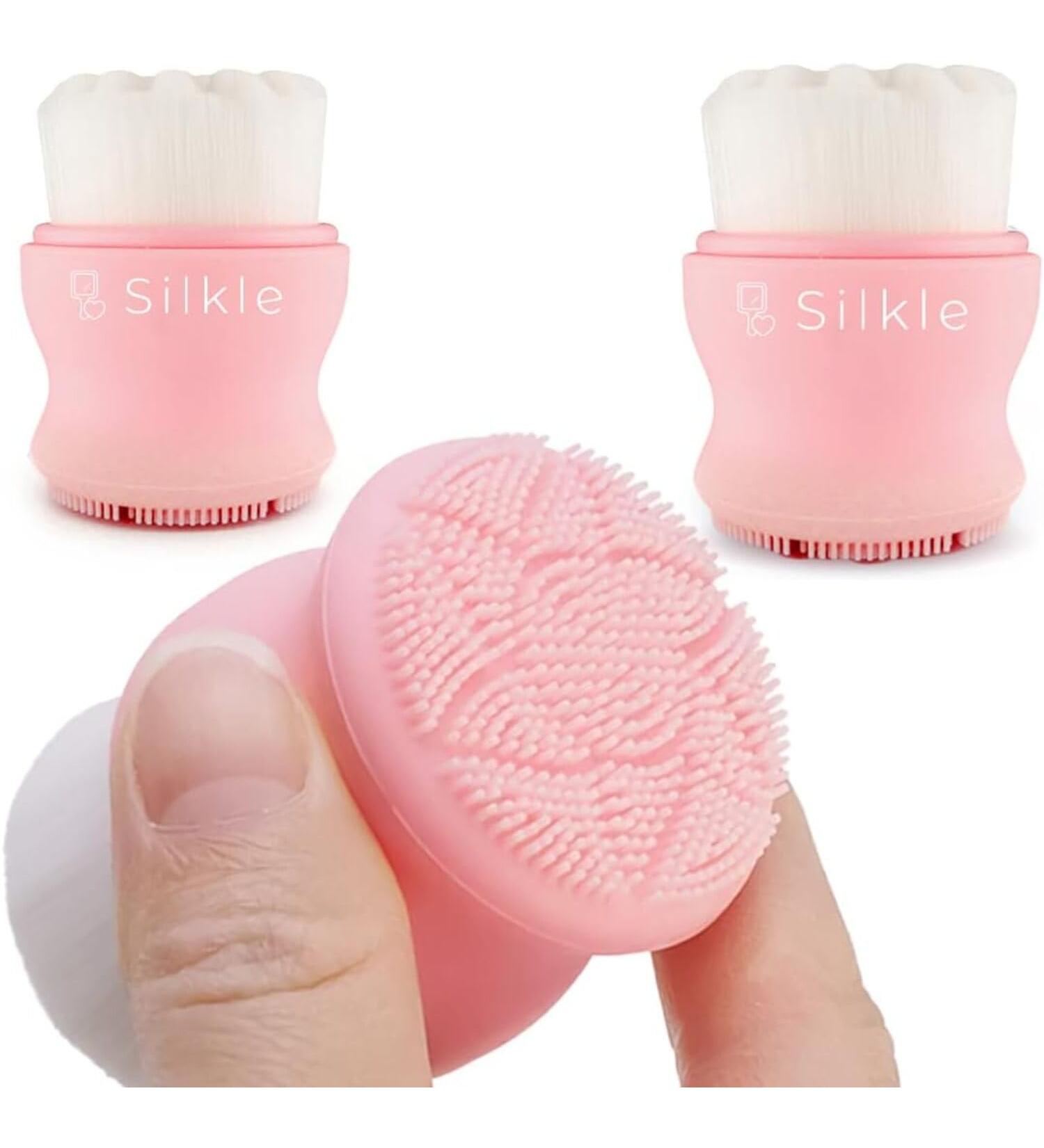 Silicone Face Scrubber 2 Pack - Gentle Exfoliating Brush for Skincare Cleansing & Face Wash - Versatile Pink Facial Scrubber for All Skin Types - Buy Online on GoSupps.com