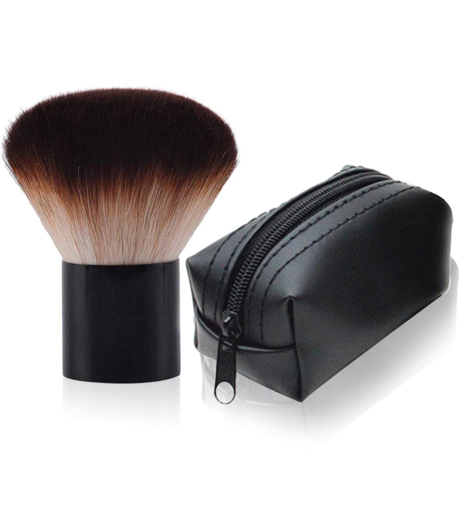 Kabuki Face Brush - Professional Mushroom Shaped Soft Brush for Foundation & Powder Makeup - Includes Black Travel Bag - Ideal for Mineral Blending, Blush, Buffing, and Nail Arts Dust Clean - Buy Online on GoSupps.com