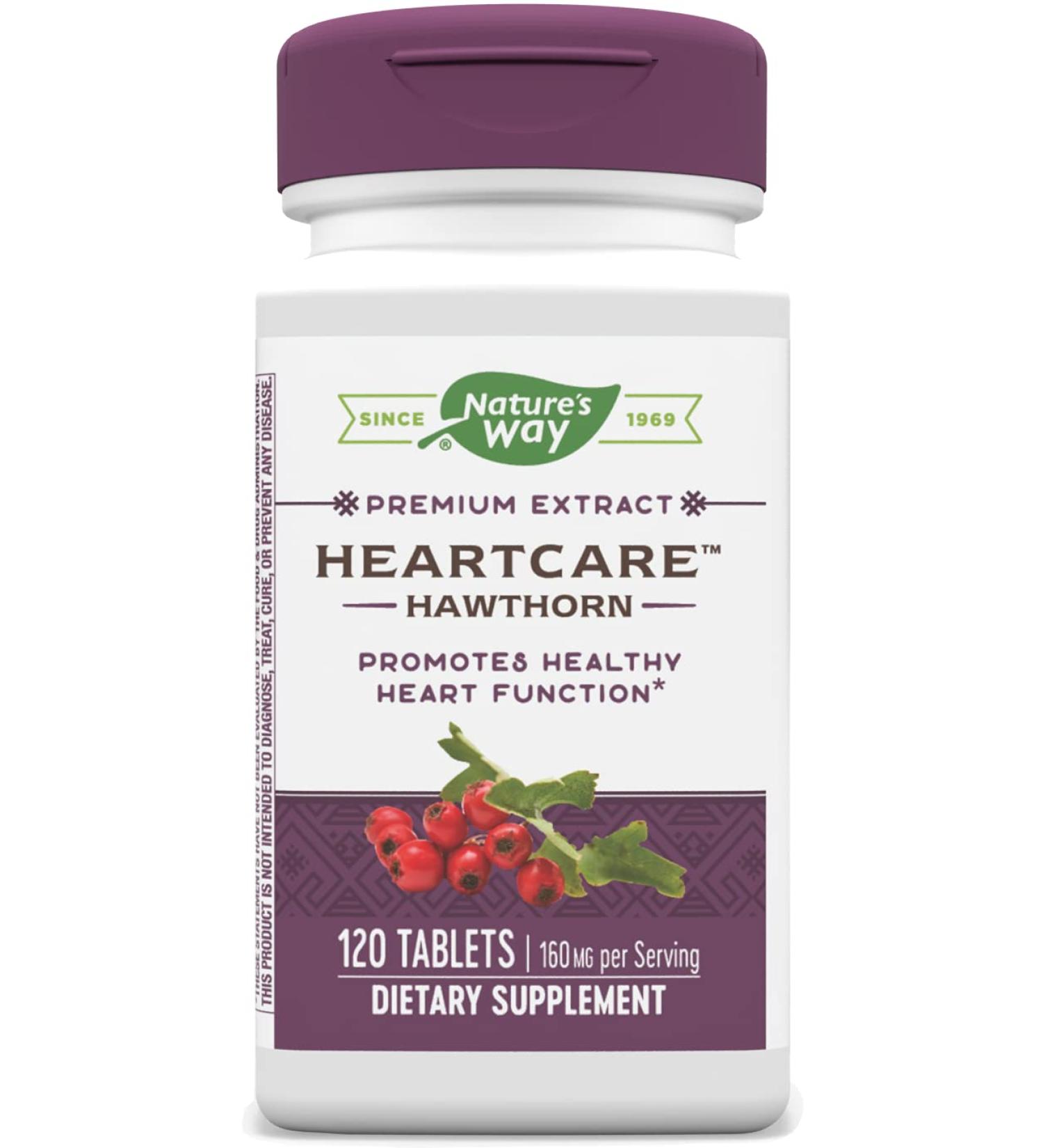 Nature's Way HeartCare Hawthorn 160 mg - 120 Tablets for Heart Health | Support Cardiovascular Wellness - Buy Online on GoSupps.com