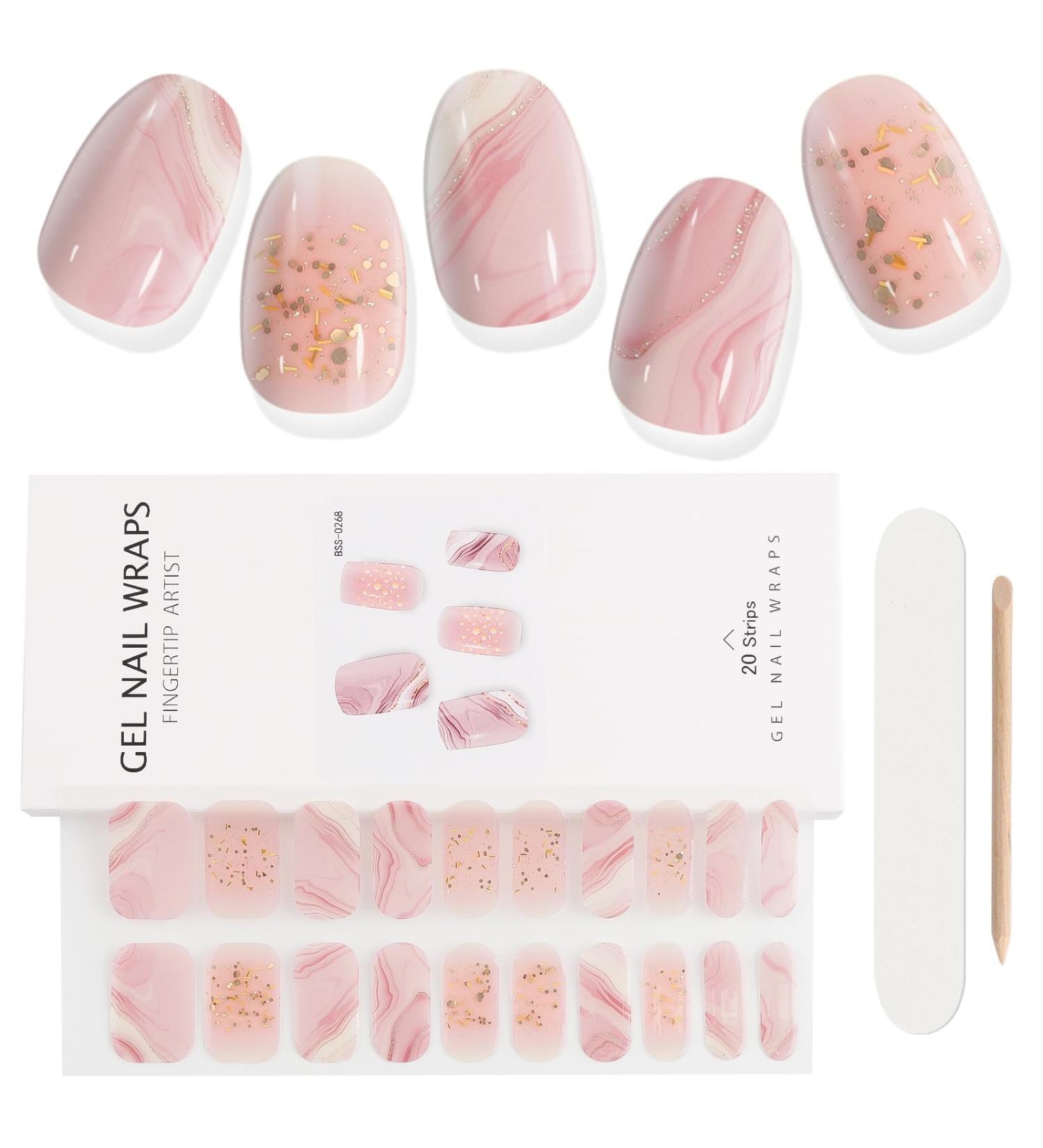 EBANKU 20 PCS Gel Nail Strips Nail Gel Polish Strips Full Wraps Adhesive Gel Nail Stickers with Nail File and Stick(UV/LED Lamp Required) (10) - Buy Online on GoSupps.com