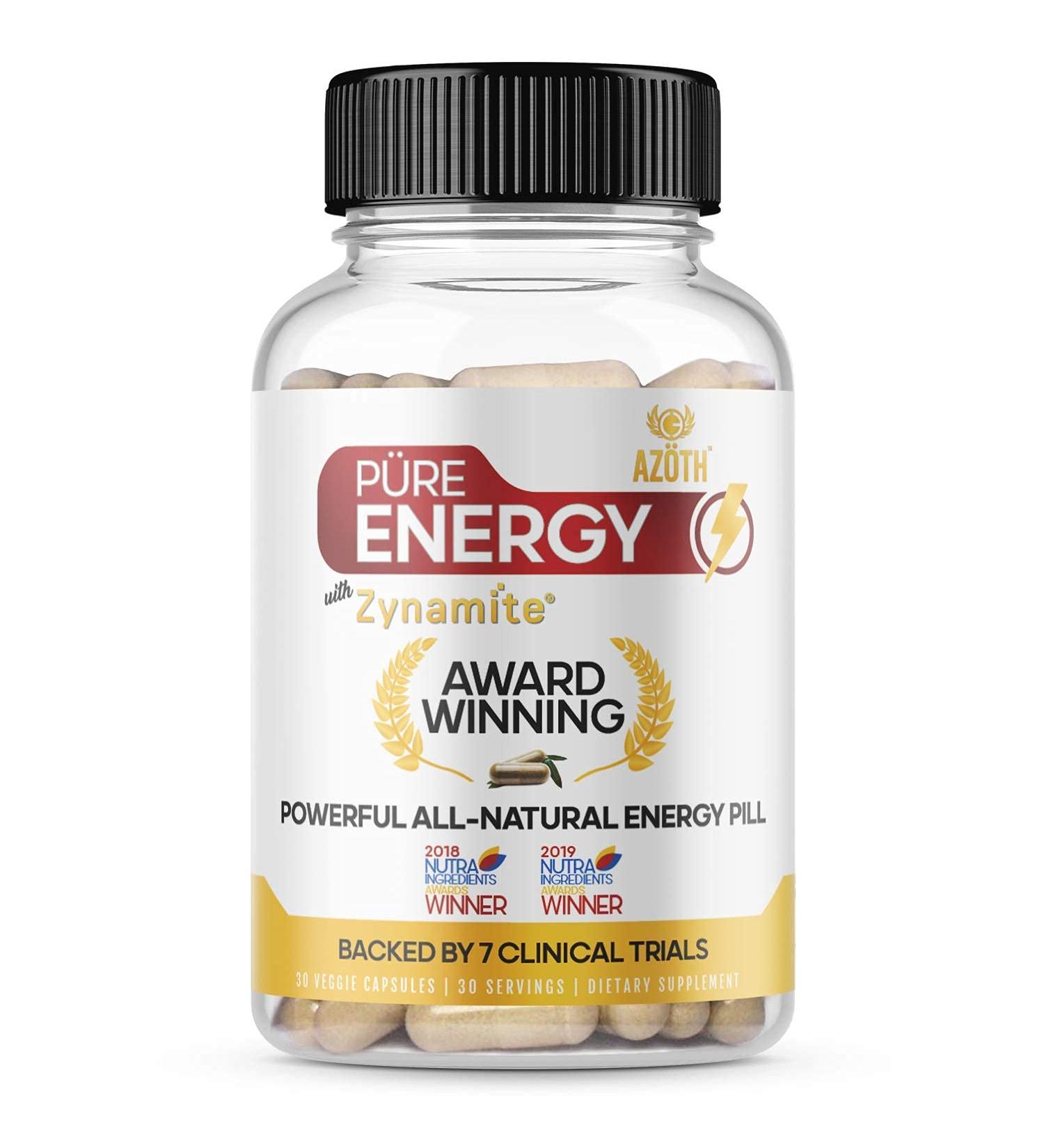 Azoth Zynamite Natural Energy Supplement - Energy Focus & Fatigue Relief - Caffeine Free Nootropic Energy Pills for Men & Women - 30 Count - Buy Online on GoSupps.com