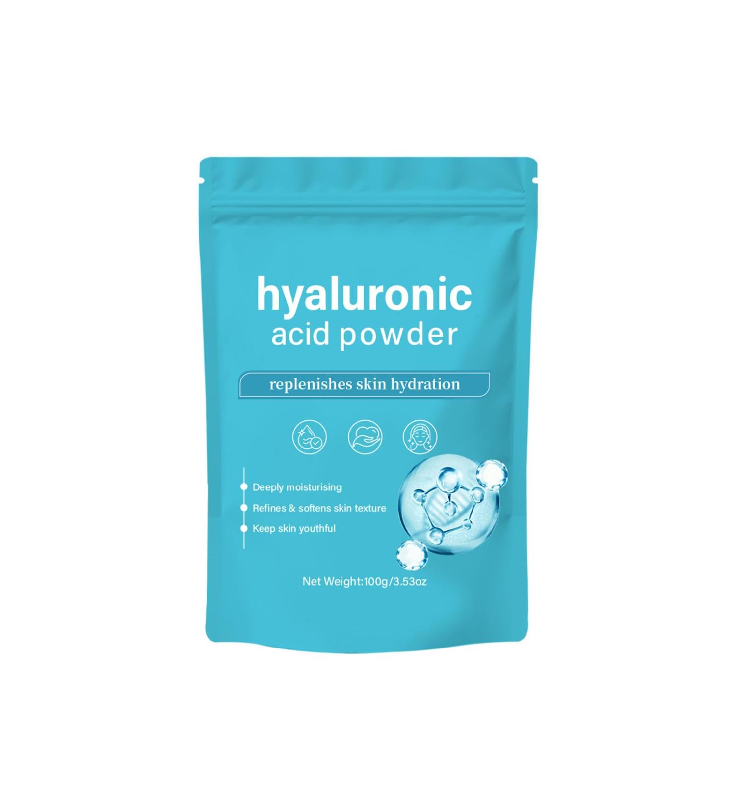Hyaluronic Acid Powder Skin Moisturizing and Anti-Aging Care Formula Reduces Wrinkles Improves Skin Elasticity Water-Soluble Moisturizing Ingredients Male and Female Facial moisturizing(1PC) - Buy Online on GoSupps.com