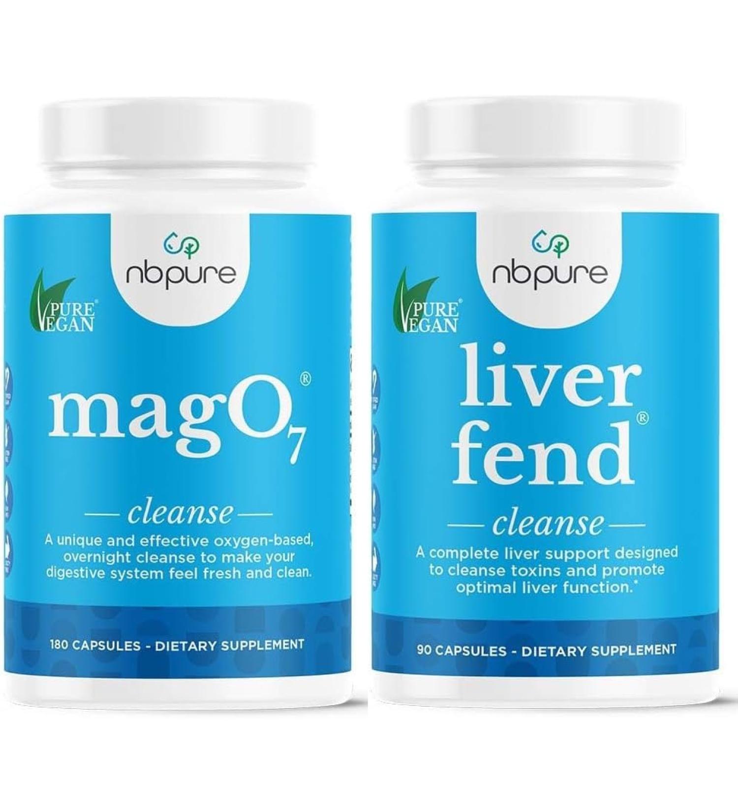 nbpure MagO7 + Liver Fend Detox Bundle | Oxygen-Powered Colon Cleanse & Liver Support | Relief for Occasional Constipation, Bloating & Toxin Build-Up | Ozonated Magnesium + Milk Thistle, 180 Capsules - Buy Online on GoSupps.com