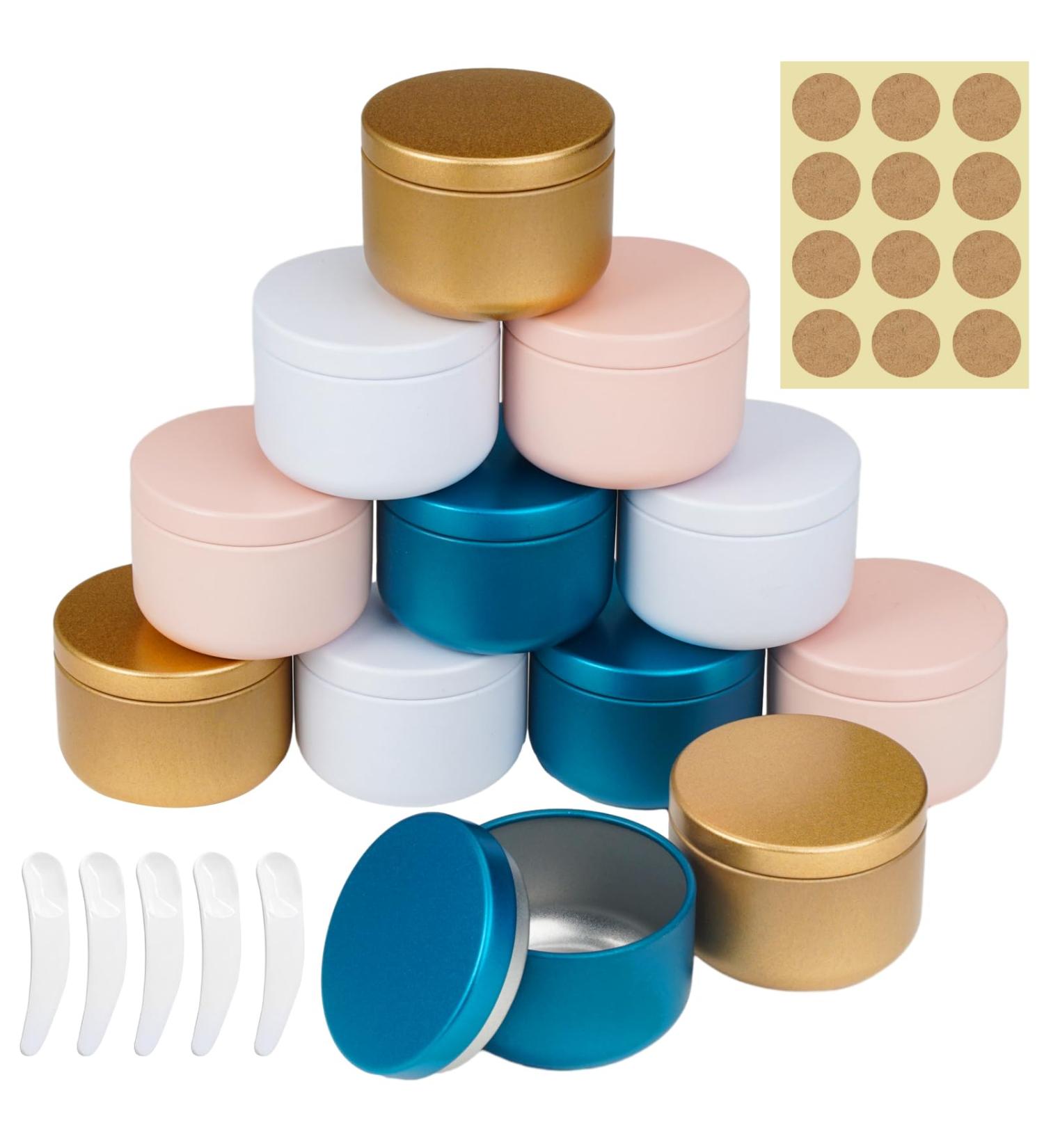 12-Pack 50ml Aluminum Empty Cream Jars with Stickers & Spatulas - Ideal for Cosmetics Lotions & Travel - Buy Online on GoSupps.com