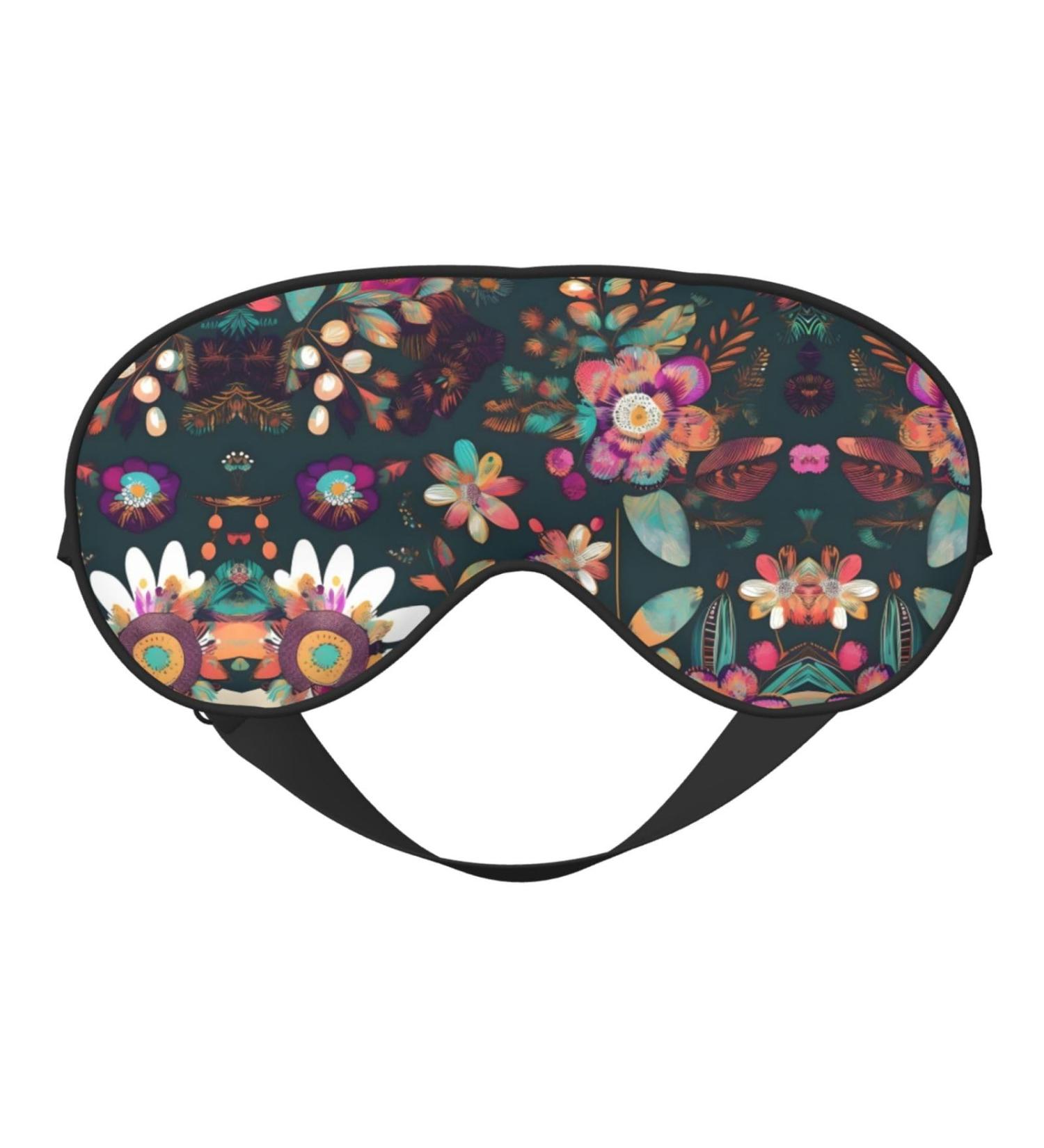 Colorful Boho Floral Print Unisex Sleep Mask | Double-Sided Eye Mask for Perfect Sleep & Skin Care - Buy Online on GoSupps.com