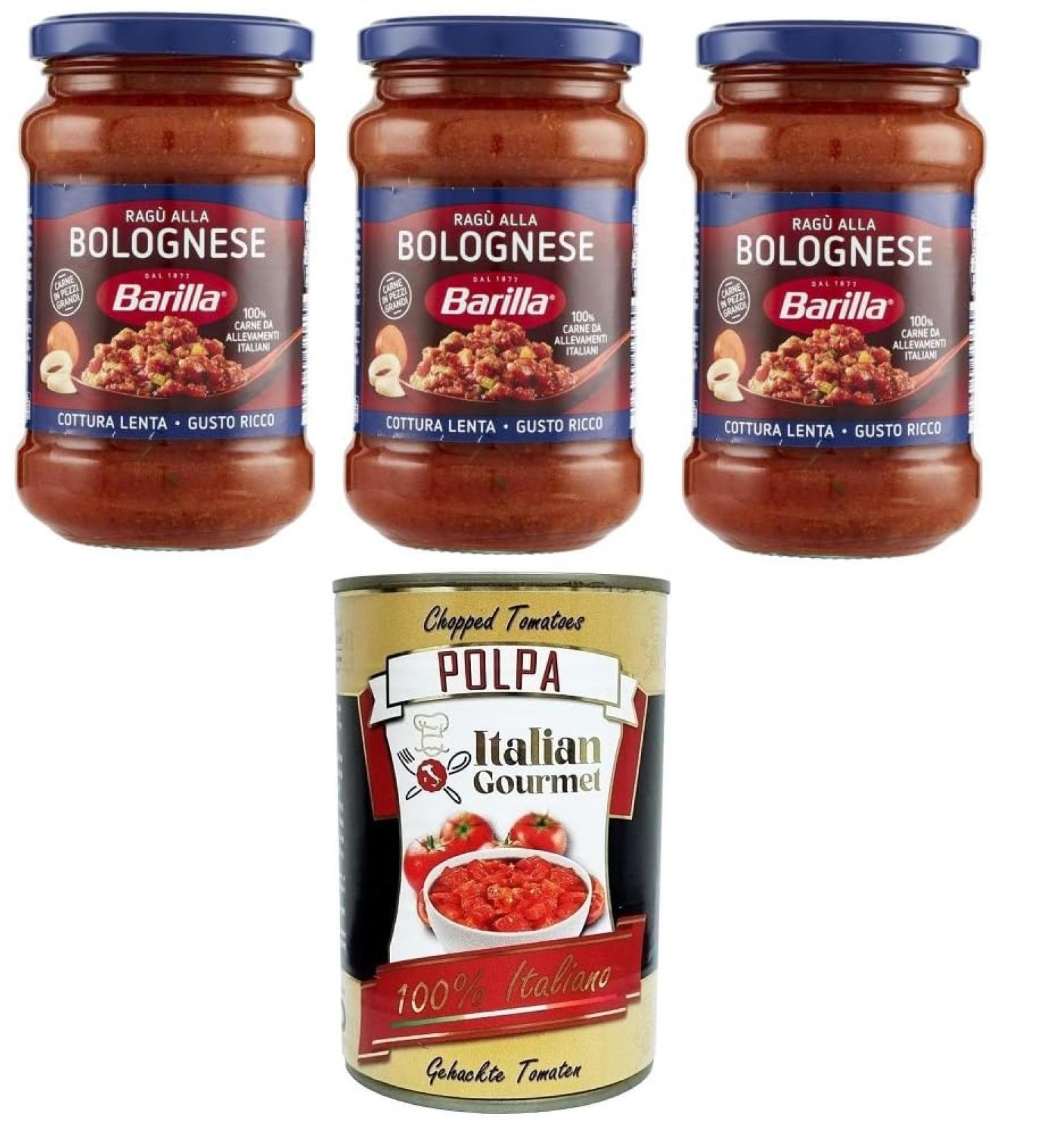  Italian Gourmet E.R. Barilla Sugo Rag alla Bolognese ready sauce for Italian tomato and selected meat gluten free 400 g + gourmet Italian polpa 400 g - Buy Online on GoSupps.com