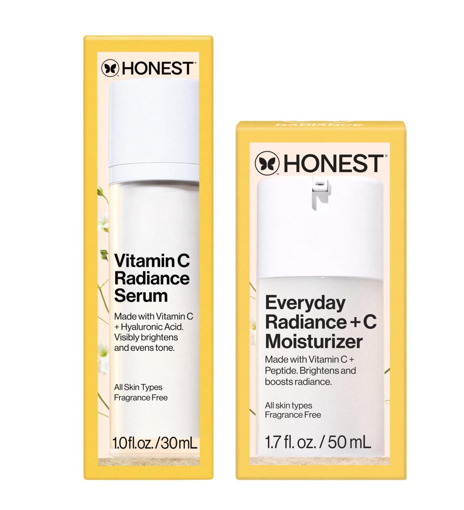 Honest Beauty Get Glowing Bundle | Vitamin C Brightening Serum + Everyday Moisturizer | Improves Skin Tone | Gentle for Sensitive Skin Fragrance Free Vegan | 1 fl oz 1.7 fl oz - Buy Online on GoSupps.com