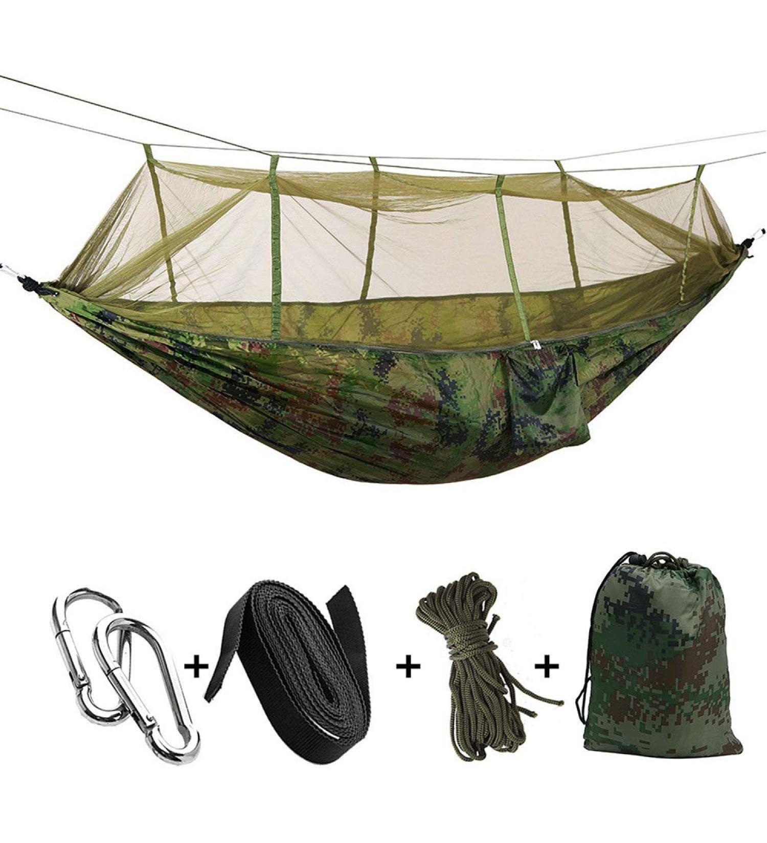 KEPEAK Camping Hammock with Net - Lightweight Nylon Double Tree Hammock for Backpacking & Travel - Multi Color 2 Person - Buy Online on GoSupps.com