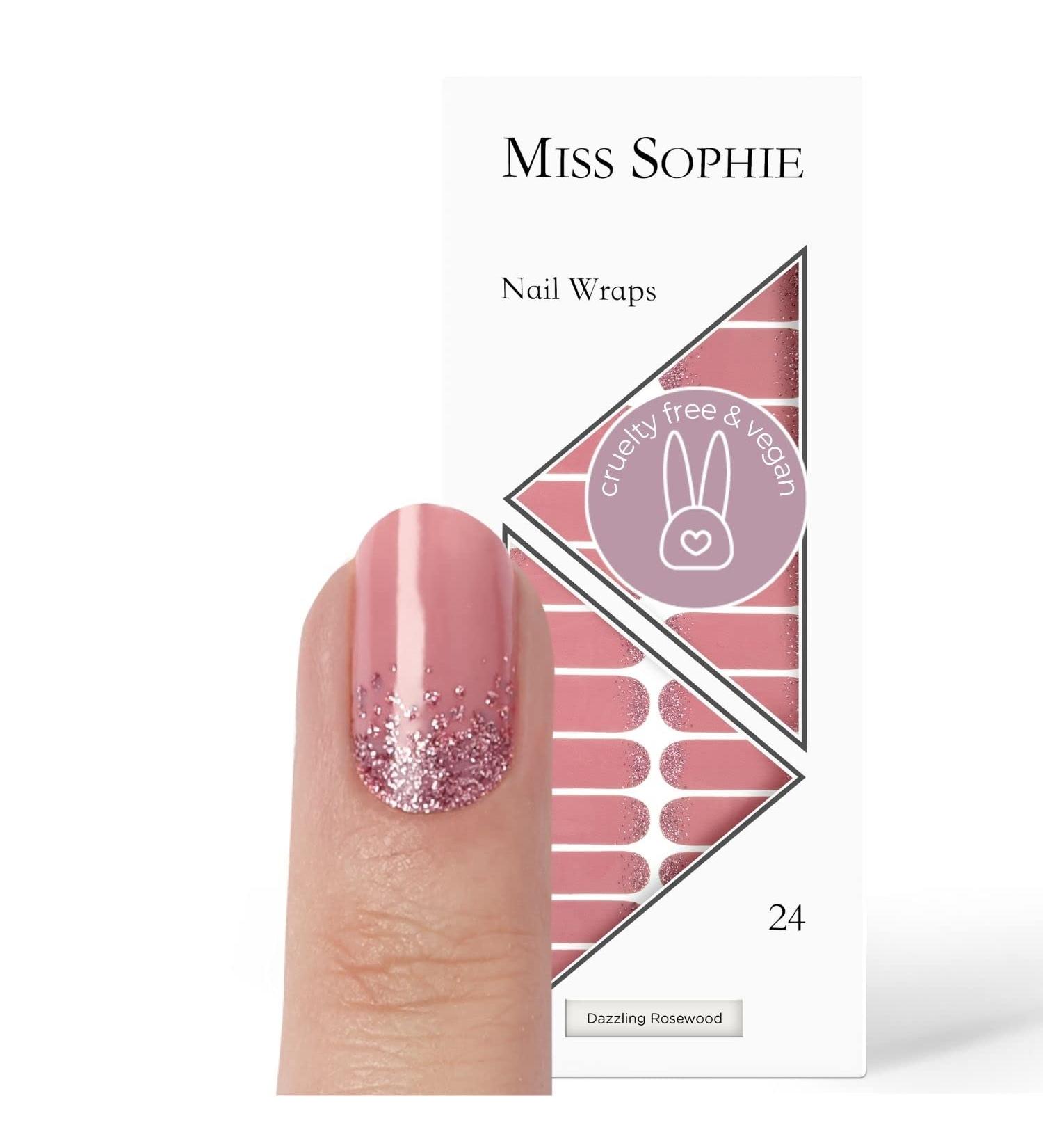 Miss Sophie Nail Wraps - Ultra-Thin Adhesive Dazzling Rosewood Design - Pack of 24 - Buy Online on GoSupps.com