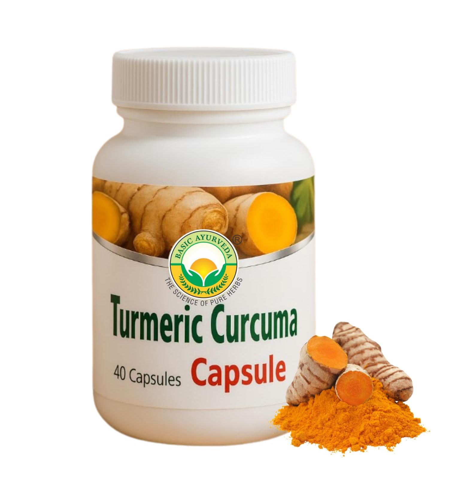 BASIC AYURVEDA Turmeric Curcuma Supplement - 460MG+ | Natural Herbal Capsules for Joint Support Skin Health & Daily Vitality | Extra Strength Formula | 40 Capsules - Buy Online on GoSupps.com