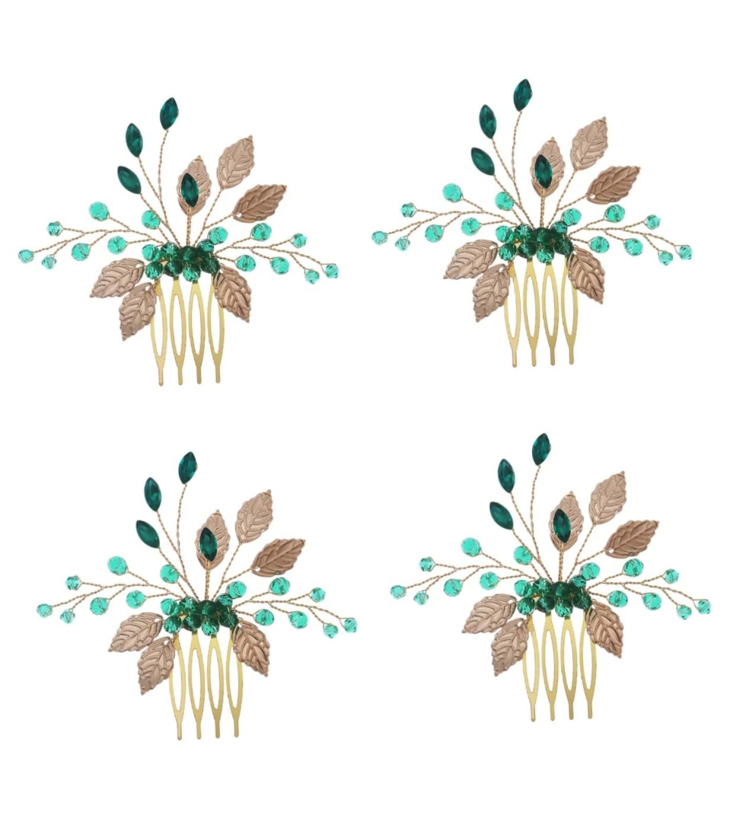 FRCOLOR Set of 4 Bridal Crystal Hair Comb Bridal Accessories Leaf Hair Comb Wedding Hair Accessories Tiara Hair Accessories Hair Comb for Bridal Wedding Hair Comb Leaves - Buy Online on GoSupps.com