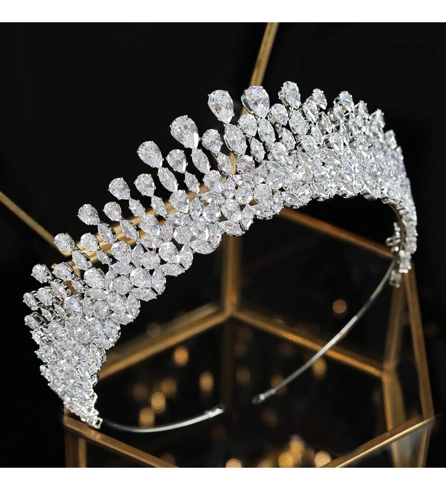 5A Cubic Zirconia Wedding Tiara Crown - Bride & Queen Hair Accessory - Buy Online on GoSupps.com