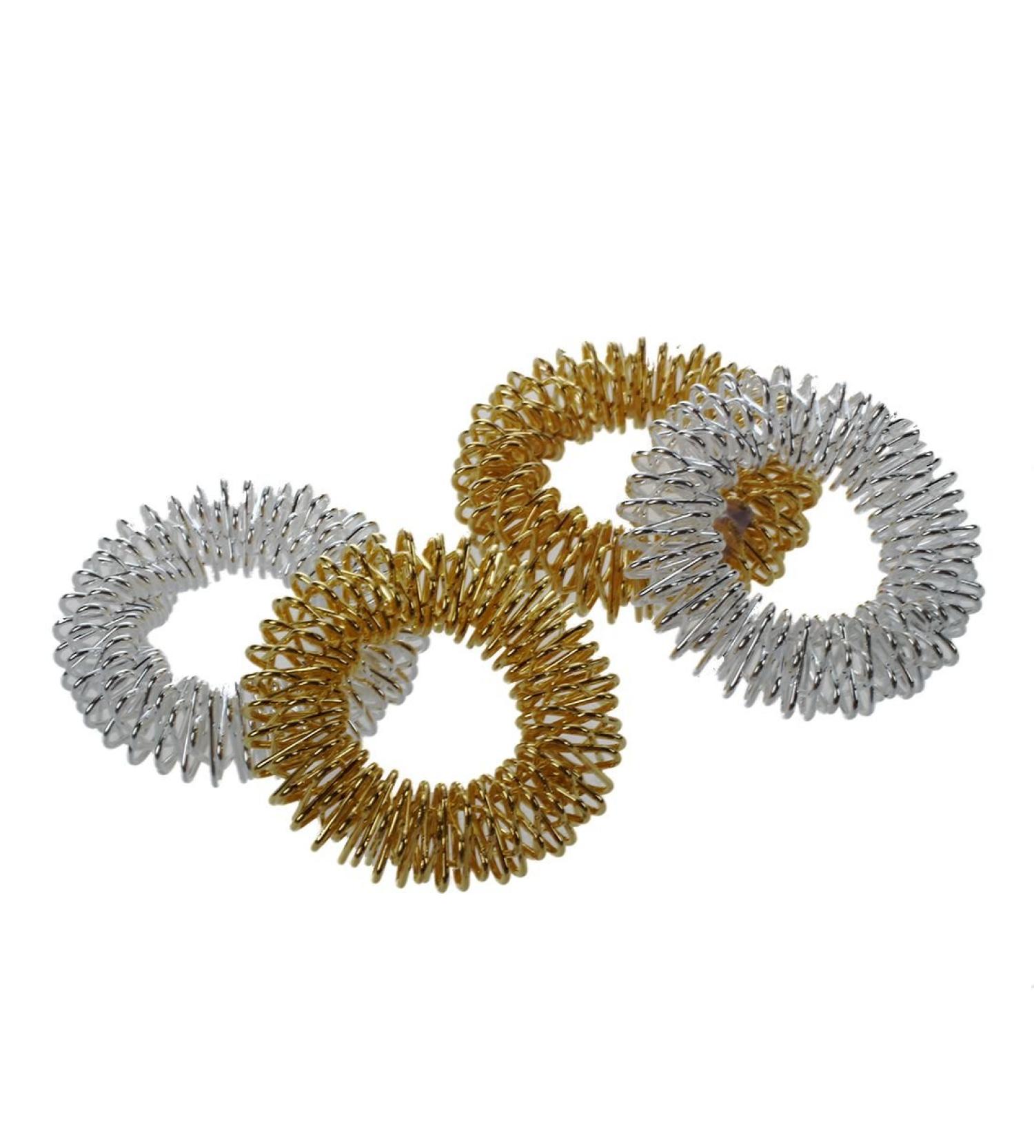 Beauneo 4Pcs Acupressure Massage Rings - Silver & Golden | Effective Pain Relief & Relaxation | Worldwide Shipping - Buy Online on GoSupps.com