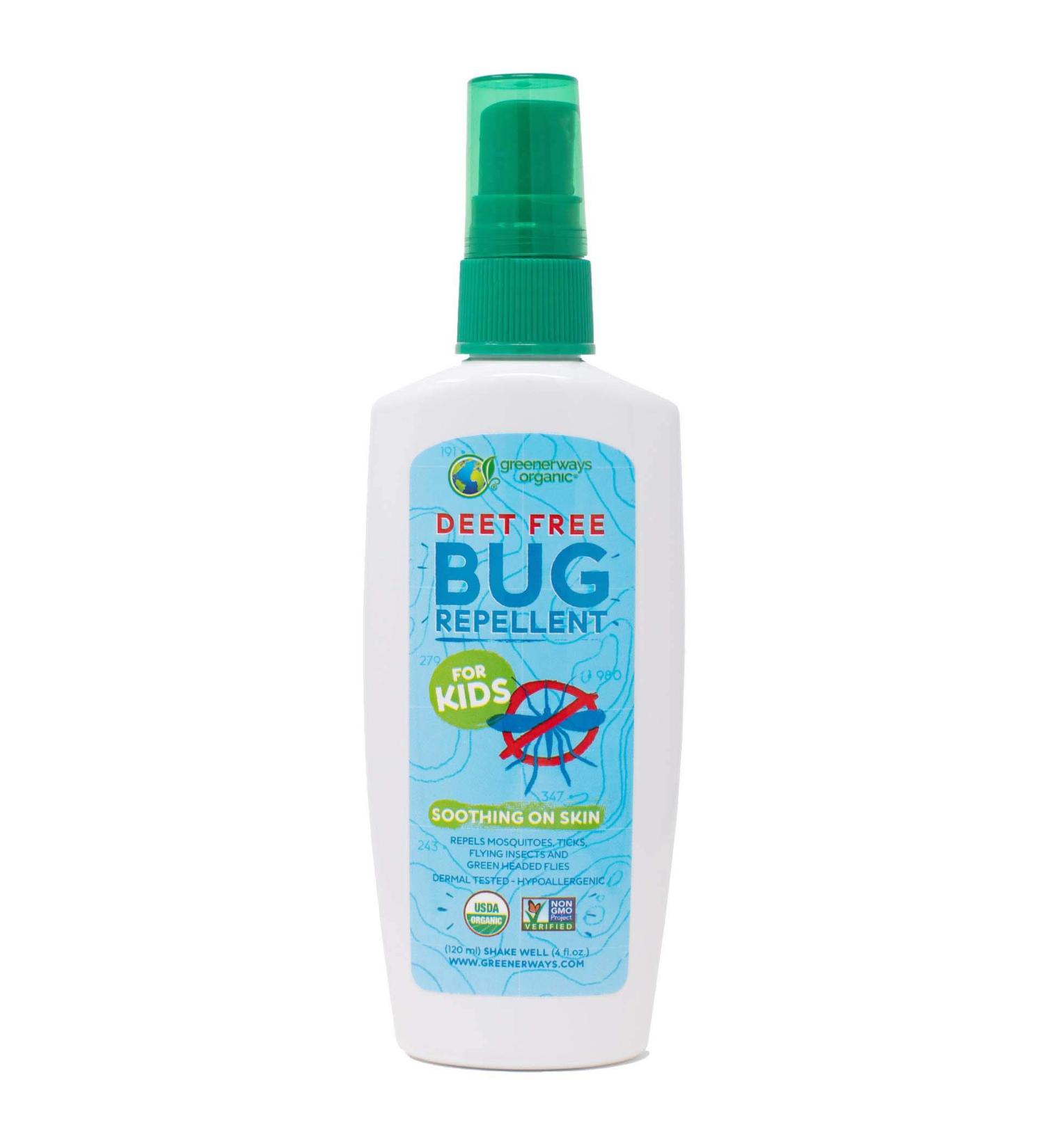 Greenerways Organic Bug Spray for Kids - USDA Organic, Non-GMO, DEET-Free Mosquito Repellent - 4oz - Buy Online on GoSupps.com