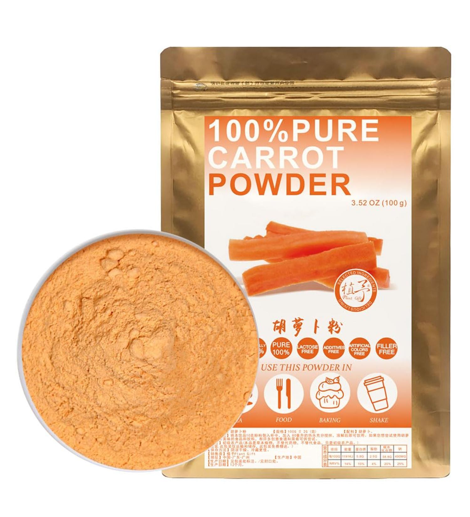 100% Natural Pure Carrot Powder 100g/3.52oz colorant alimentaire naturel id al pour la cuisson jus de fruits smoothies Shakes et boissons. - Buy Online on GoSupps.com