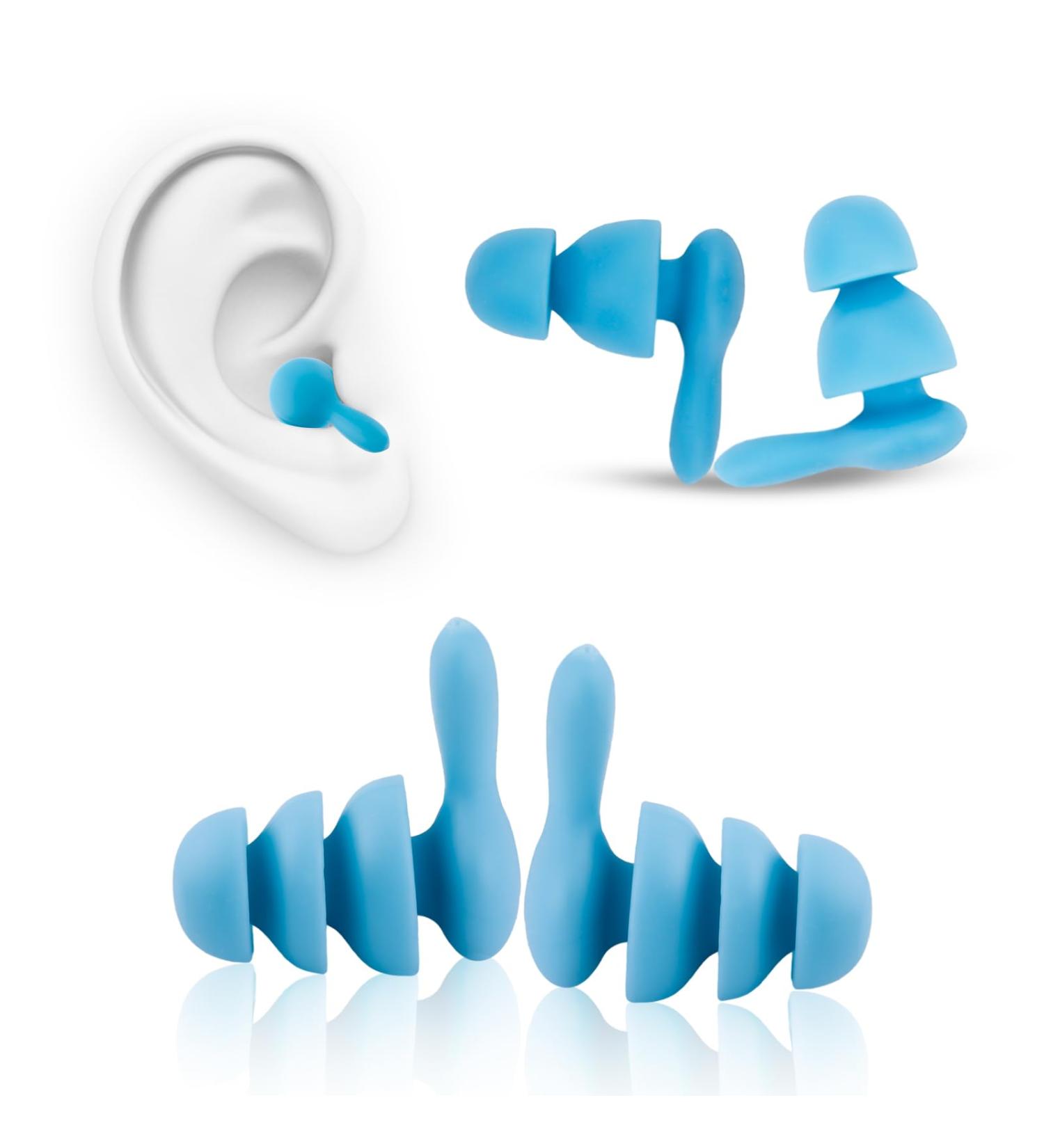2 Pair Silicone Ear Plugs for Sleeping | Noise Canceling Waterproof & Reusable | Soft Earplugs for Swimming Work & Concerts - 2 Sizes - Buy Online on GoSupps.com