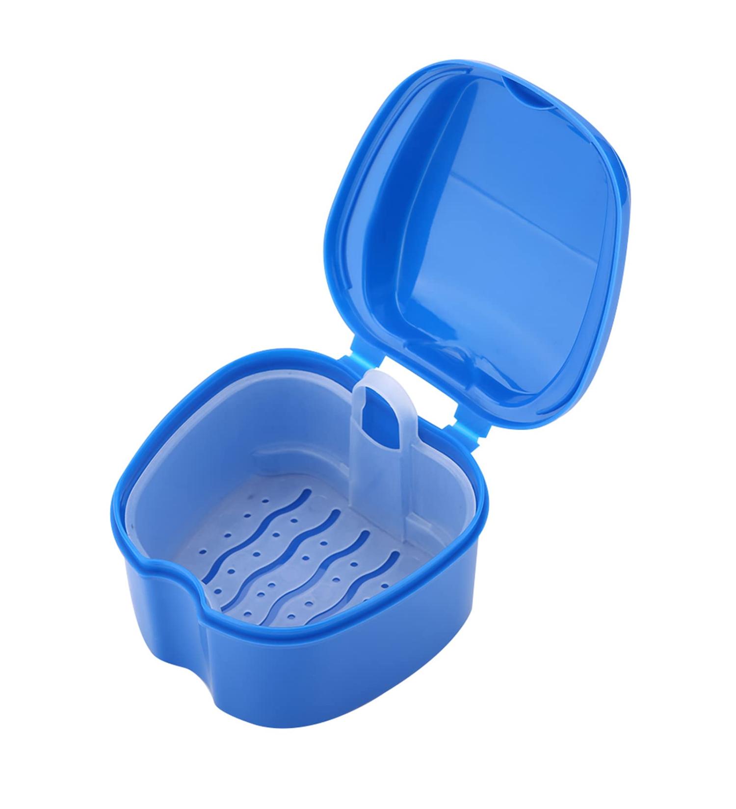 Prosthesis Cleaning Box | Orthodontic Storage & Soaking Cup with Sieve | Blue Mouth Guard Container - Buy Online on GoSupps.com
