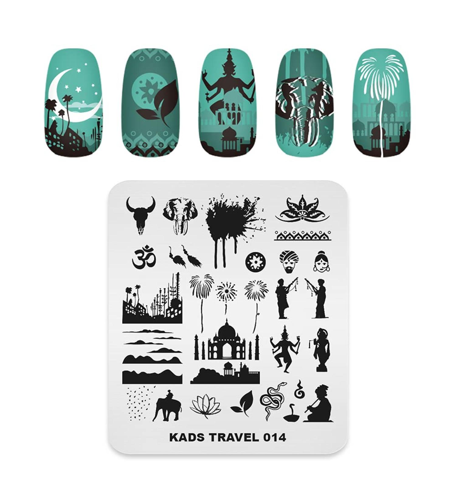 KADS Nail Art Stamping Plates Set Image Template Stencils Pattern with Stamping Plates Holder Case Organizer (TR014) - Buy Online on GoSupps.com