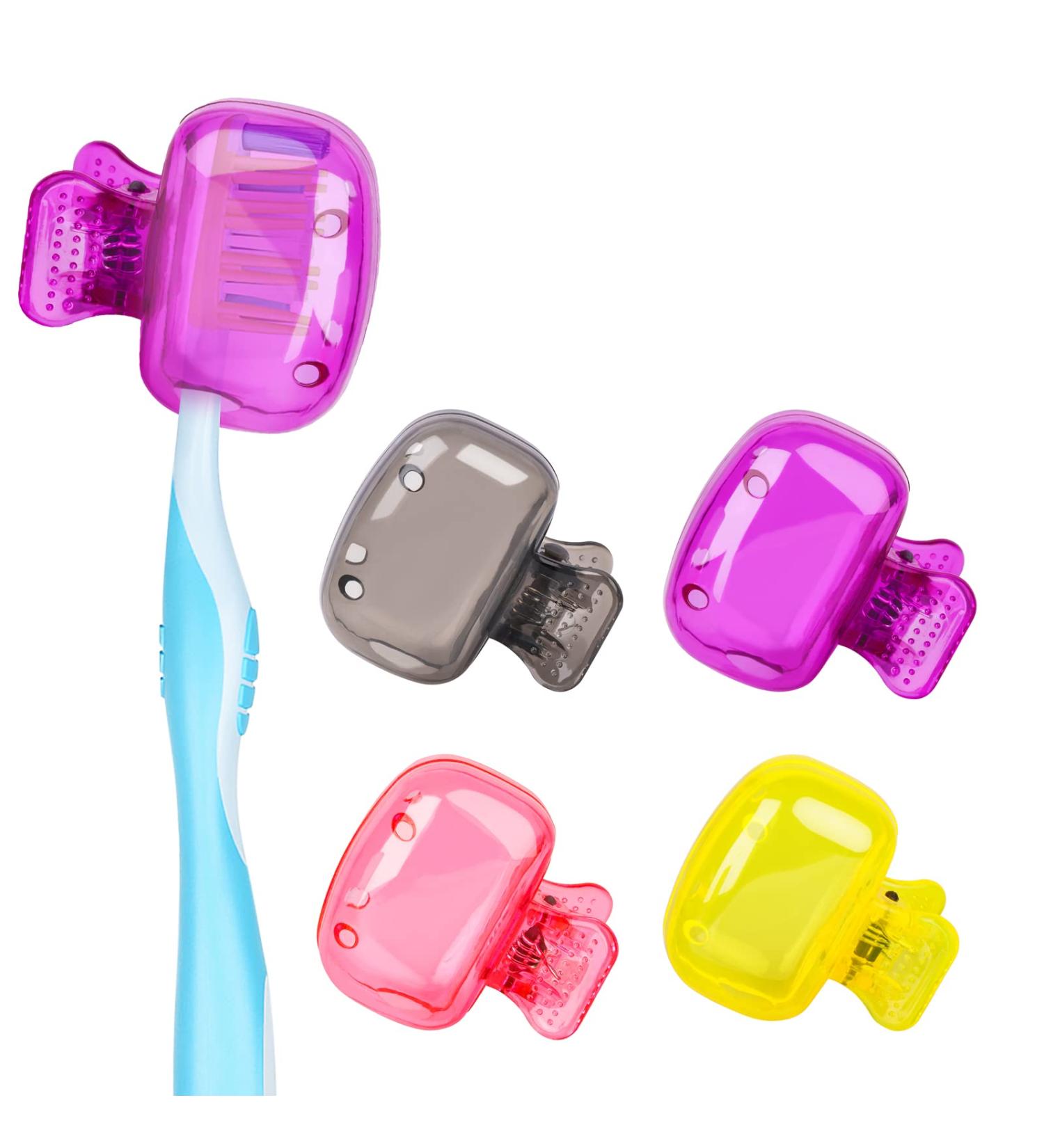 Eaezerav 4 Pack Toothbrush Covers - Travel Toothbrush Protectors in Yellow, Purple, Pink & Grey - Buy Online on GoSupps.com