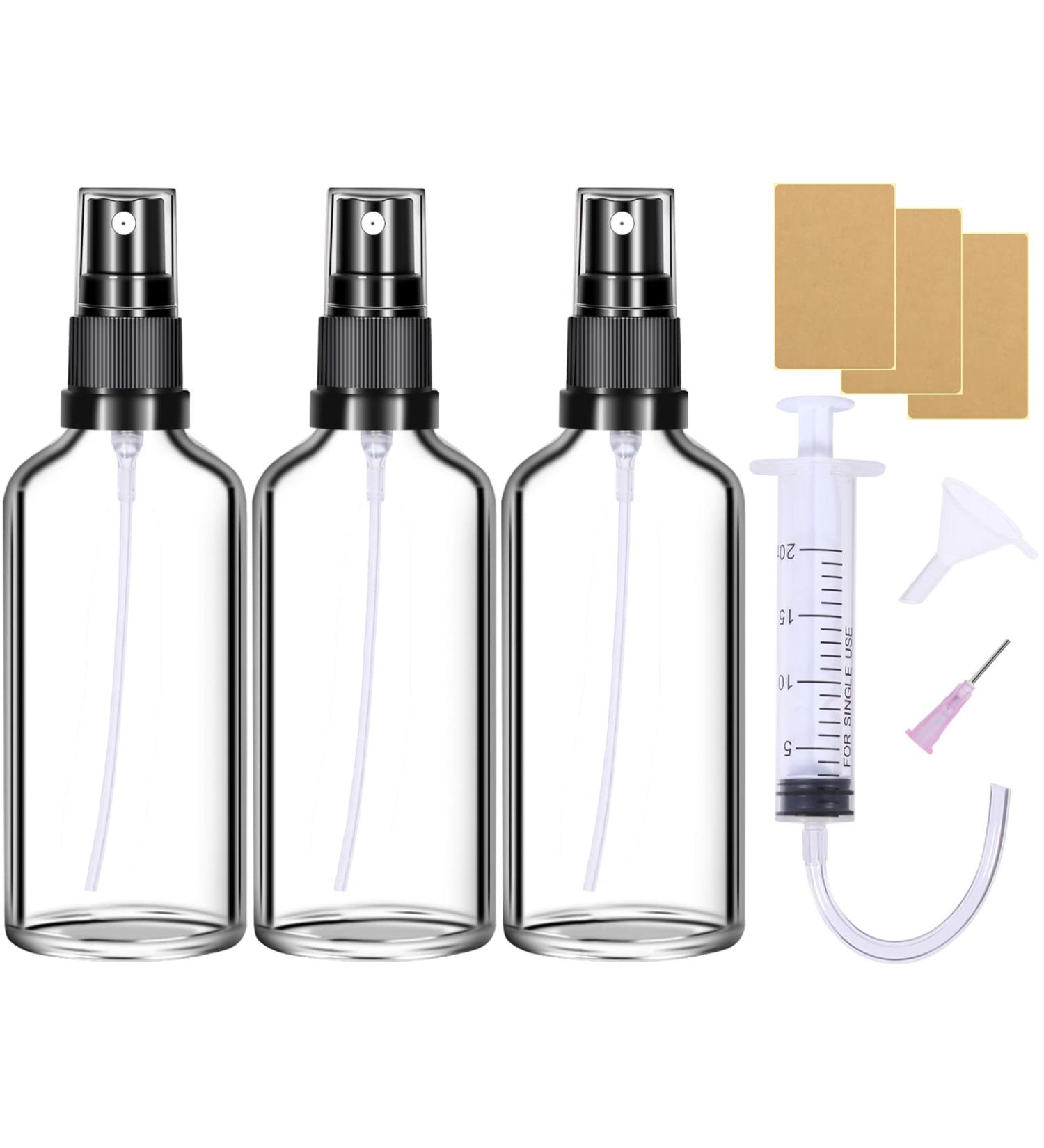 Small 100ml Transparent Glass Spray Bottles Set of 3 for Perfume & Atmosphere | Eco-Friendly & Refillable - Buy Online on GoSupps.com
