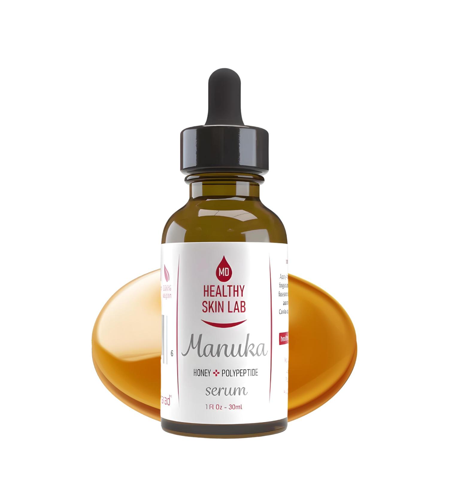 Healthy Skin Lab Manuka Anti-Aging Serum Enriched with 100% Pure Manuka Honey Polypeptides & Hyaluronic Acid For Wrinkle Reduction Intensive Nourishment & Hydration 1oz - Buy Online on GoSupps.com