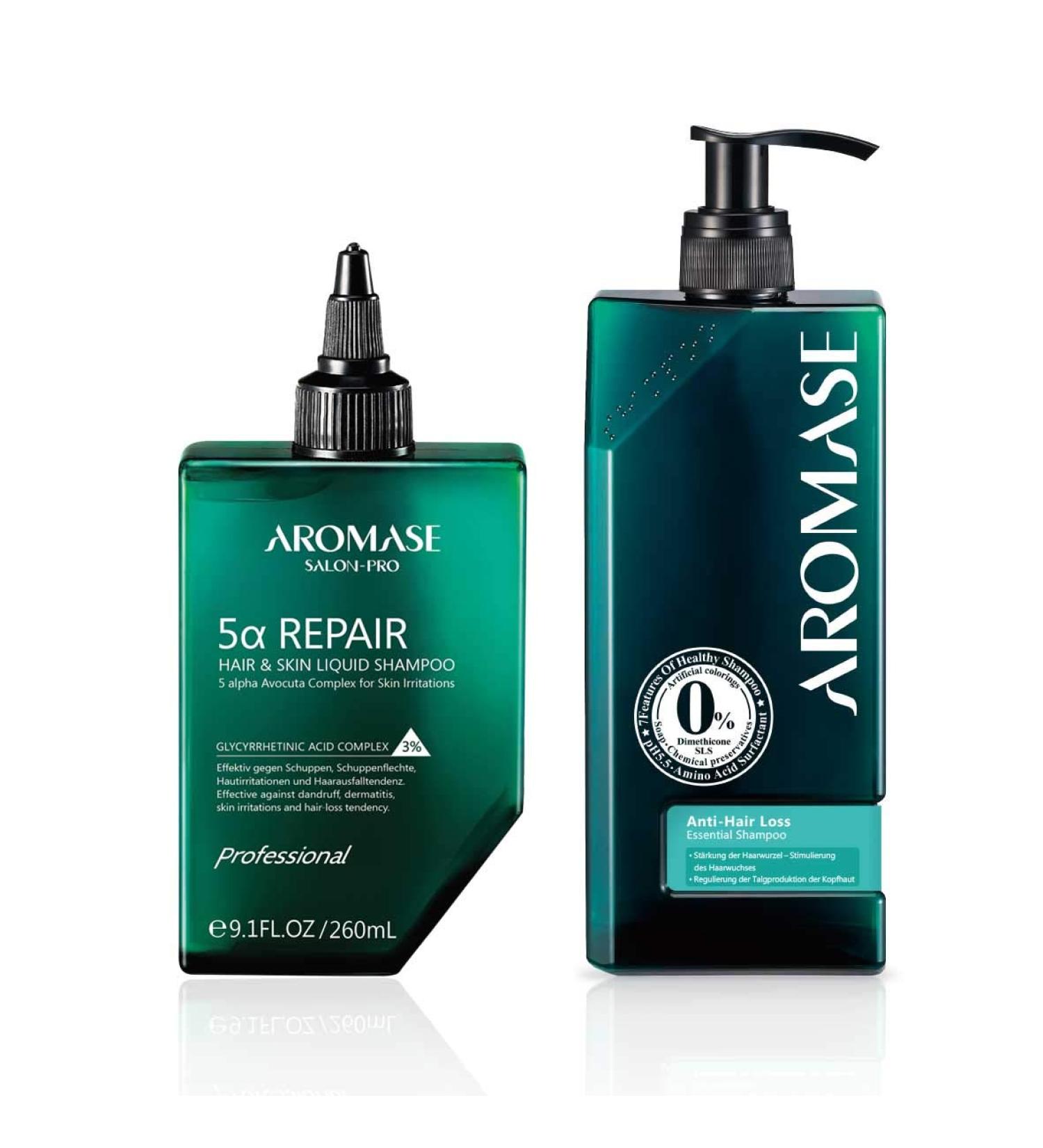  Aromase AROMASE Grand Anti-Hair Loss Kit With 5a Repair Pre-Shampoo Liquid Shampoo 260ml & Essential Anti-Hair Loss Shampoo 400ml - Buy Online on GoSupps.com